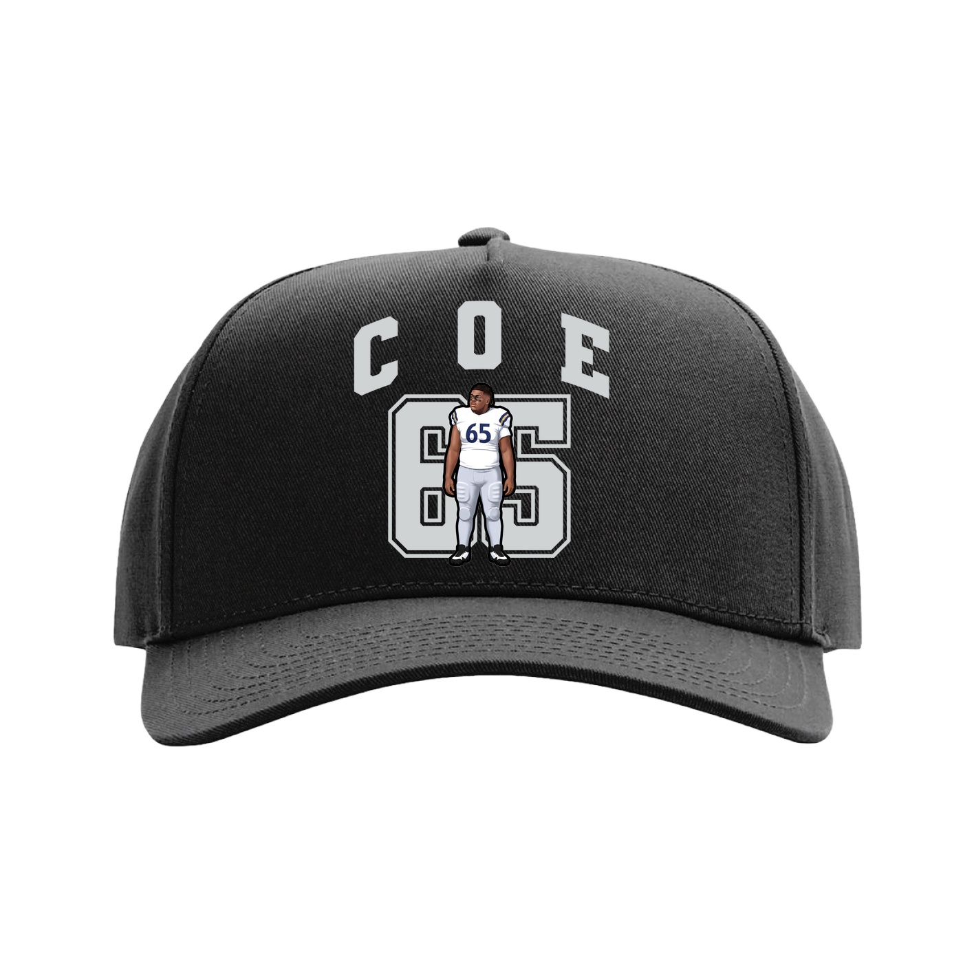 Full Fabric Five-Panel Champ Cap — Number in Black