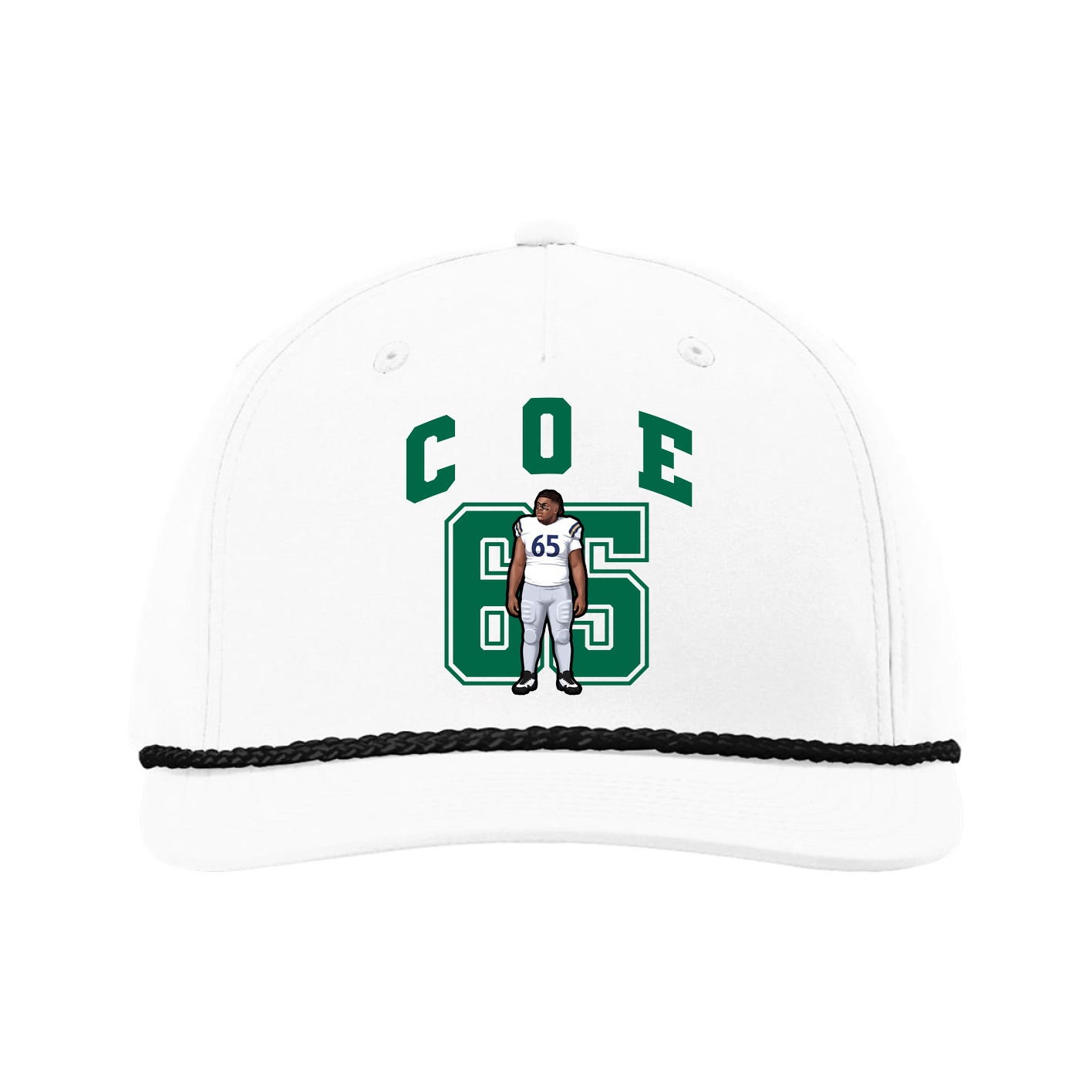 Five-Panel Classic Rope Cap — Number in White