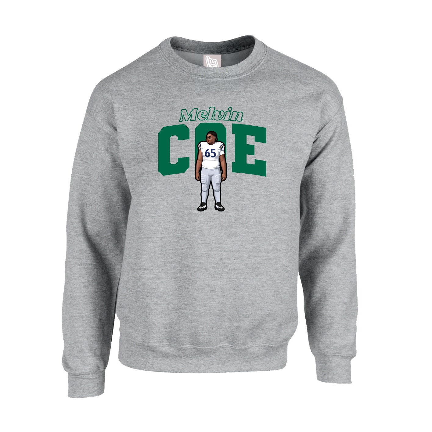 Fleece Crew — Name Arch in Grey