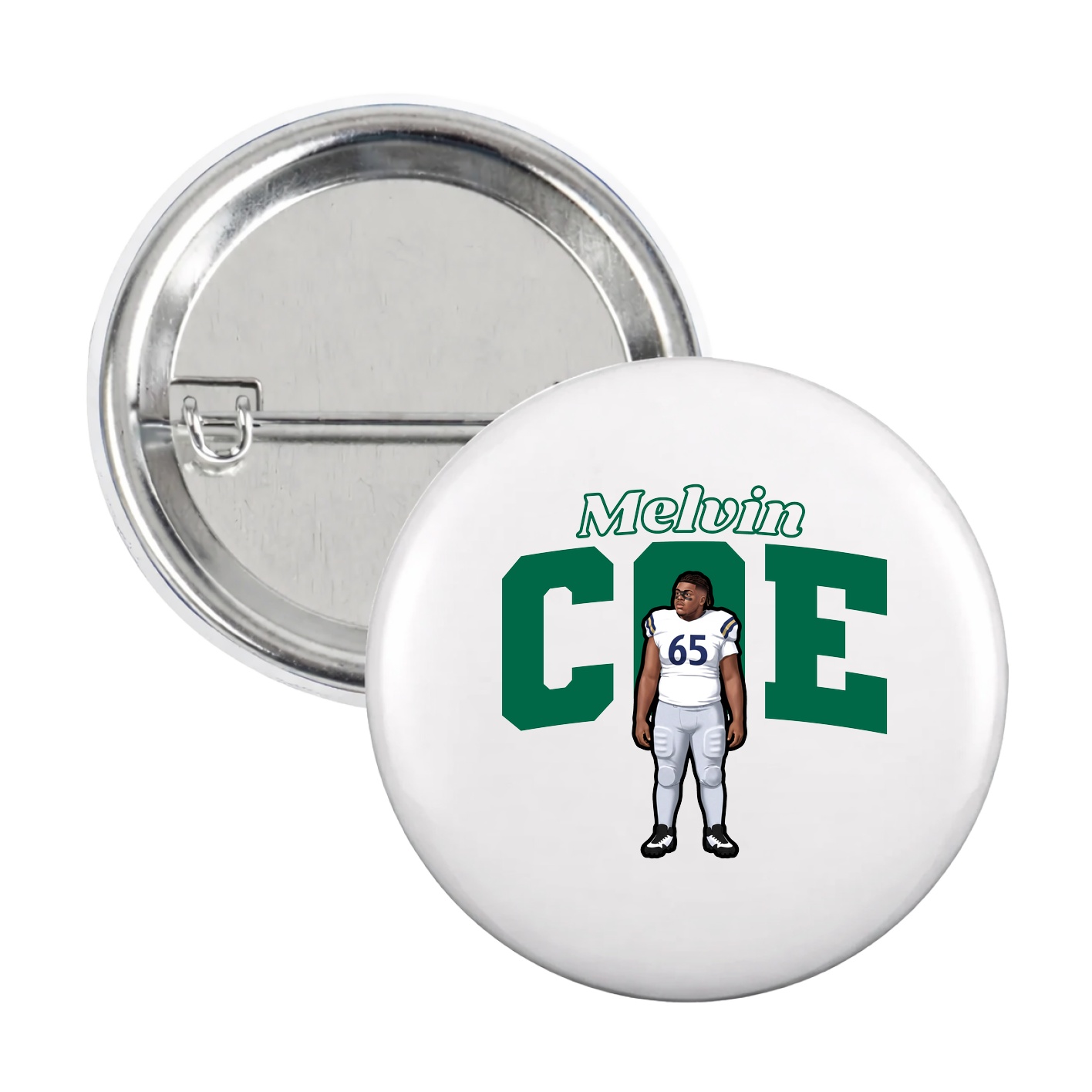 Game Day Button — Name Arch in White
