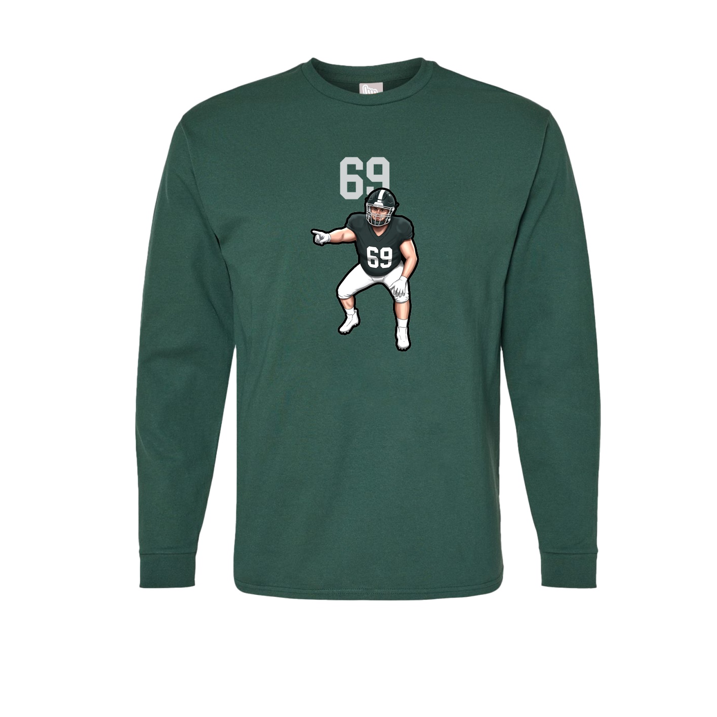 Long Sleeve Tee — Number Top in Green