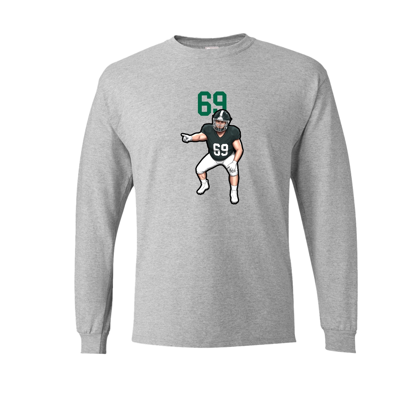 Long Sleeve Tee — Number Top in Grey