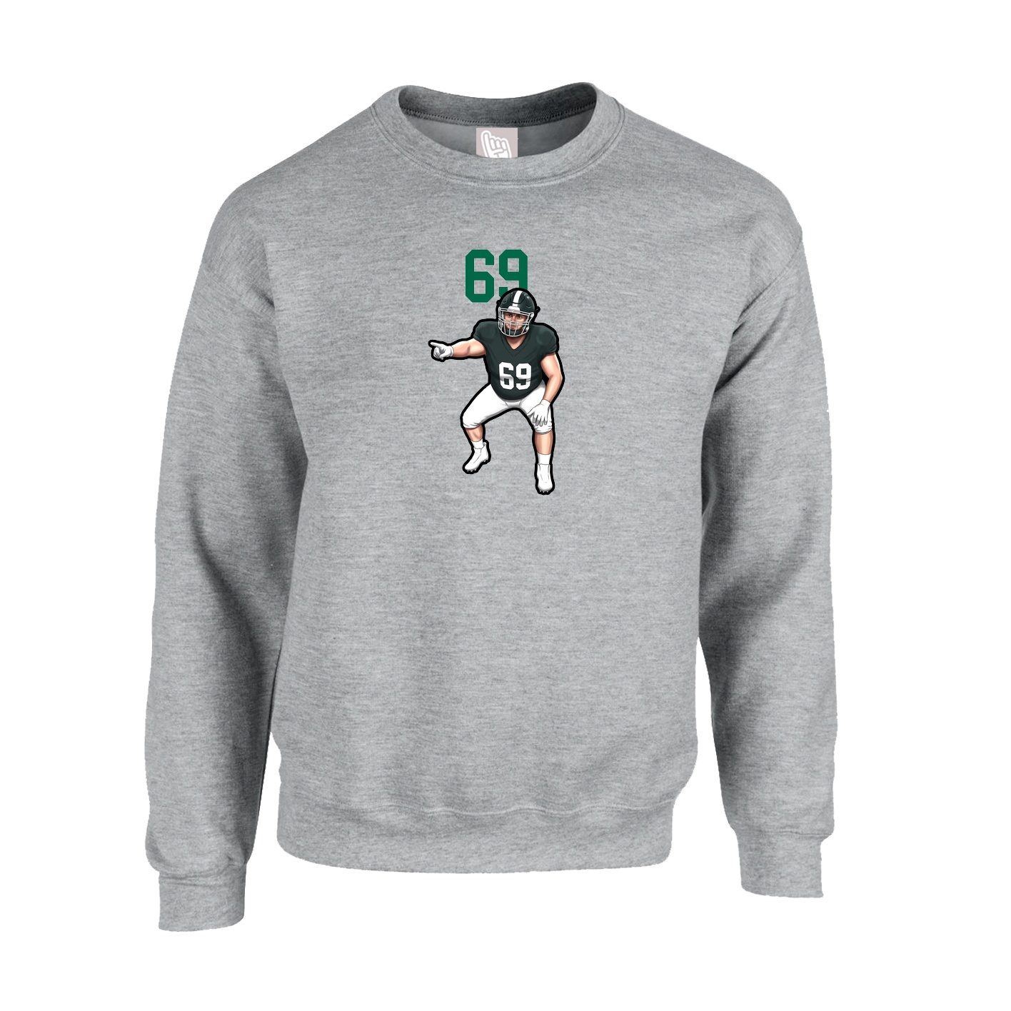 Fleece Crew — Number Top in Grey