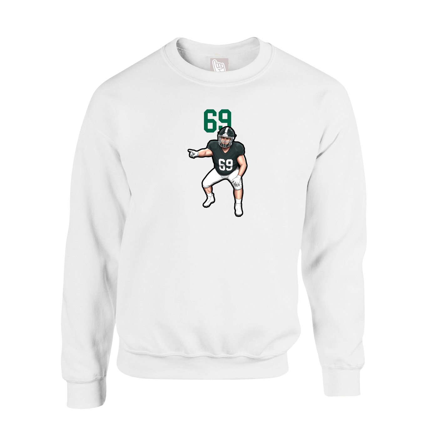 Fleece Crew — Number Top in White