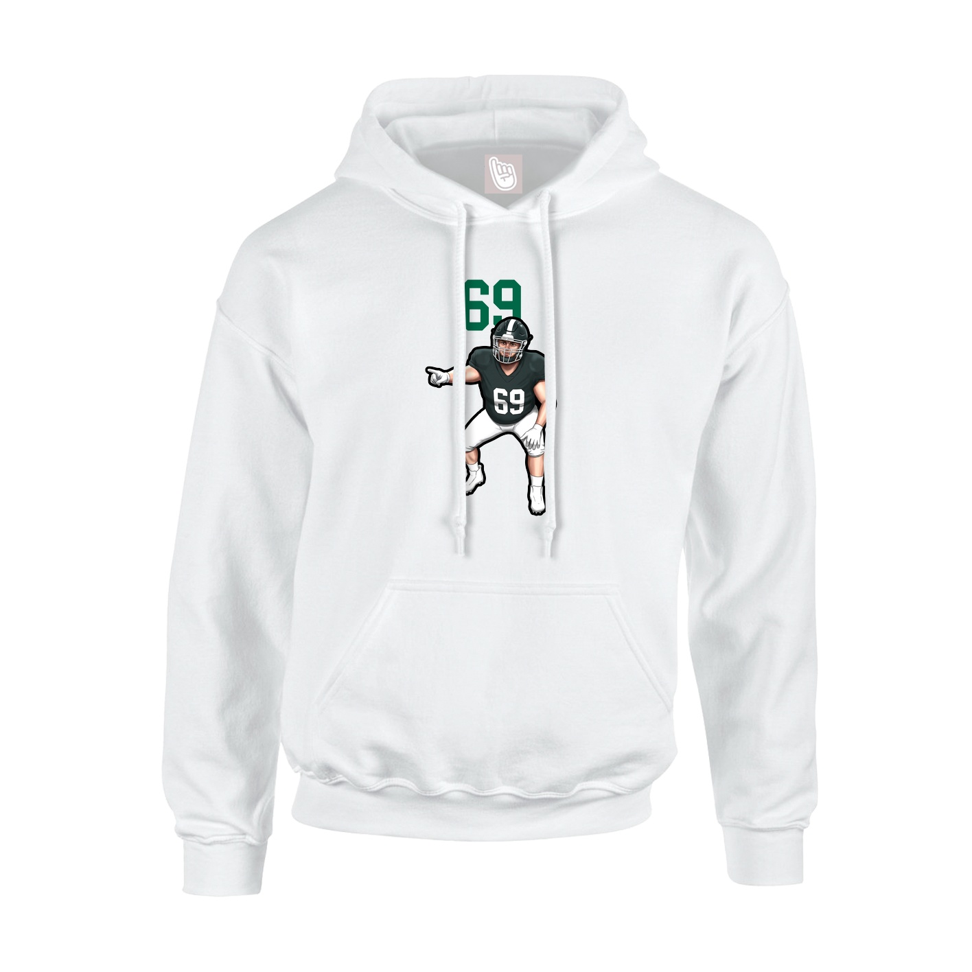 Youth Hoodie — Number Top in White