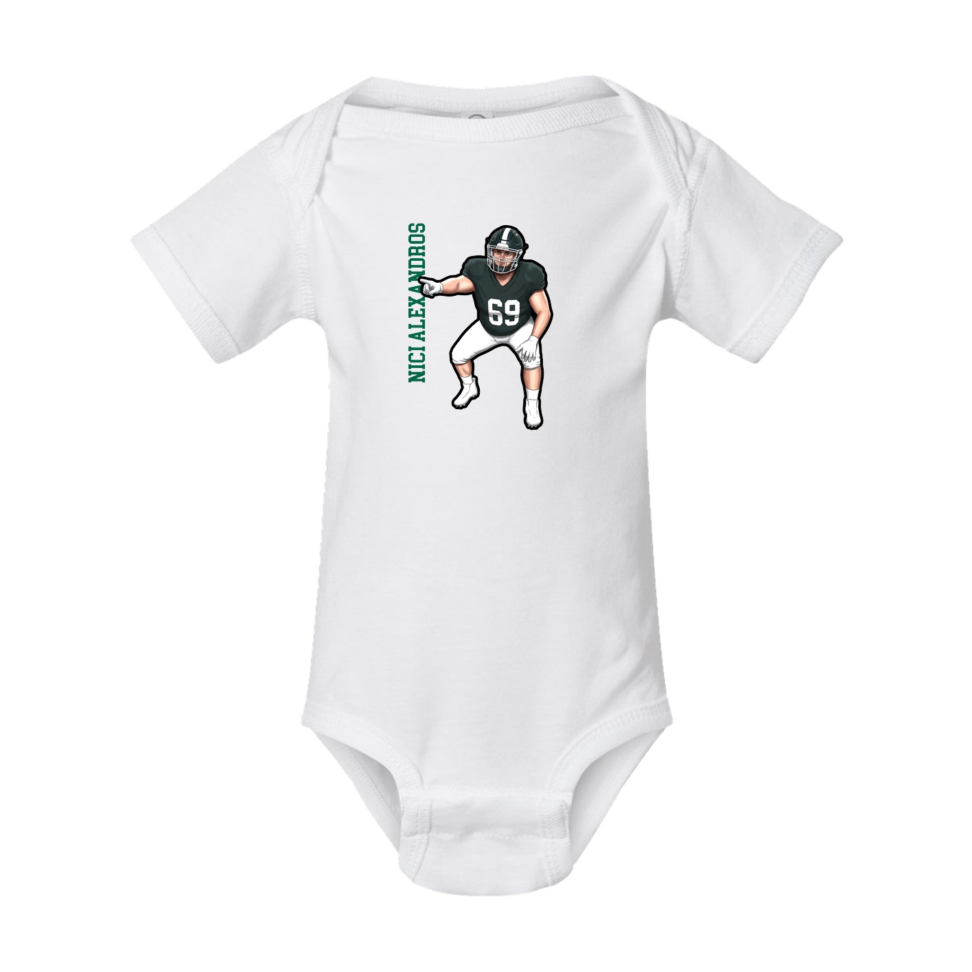Baby Onesie — Name Vertical in White