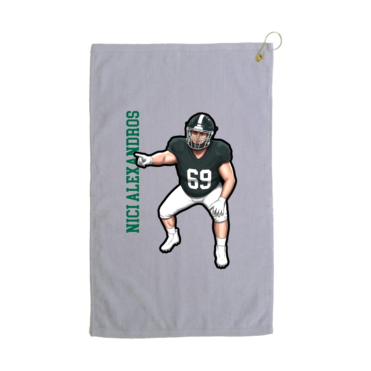 Golf Towel — Name Vertical in Grey