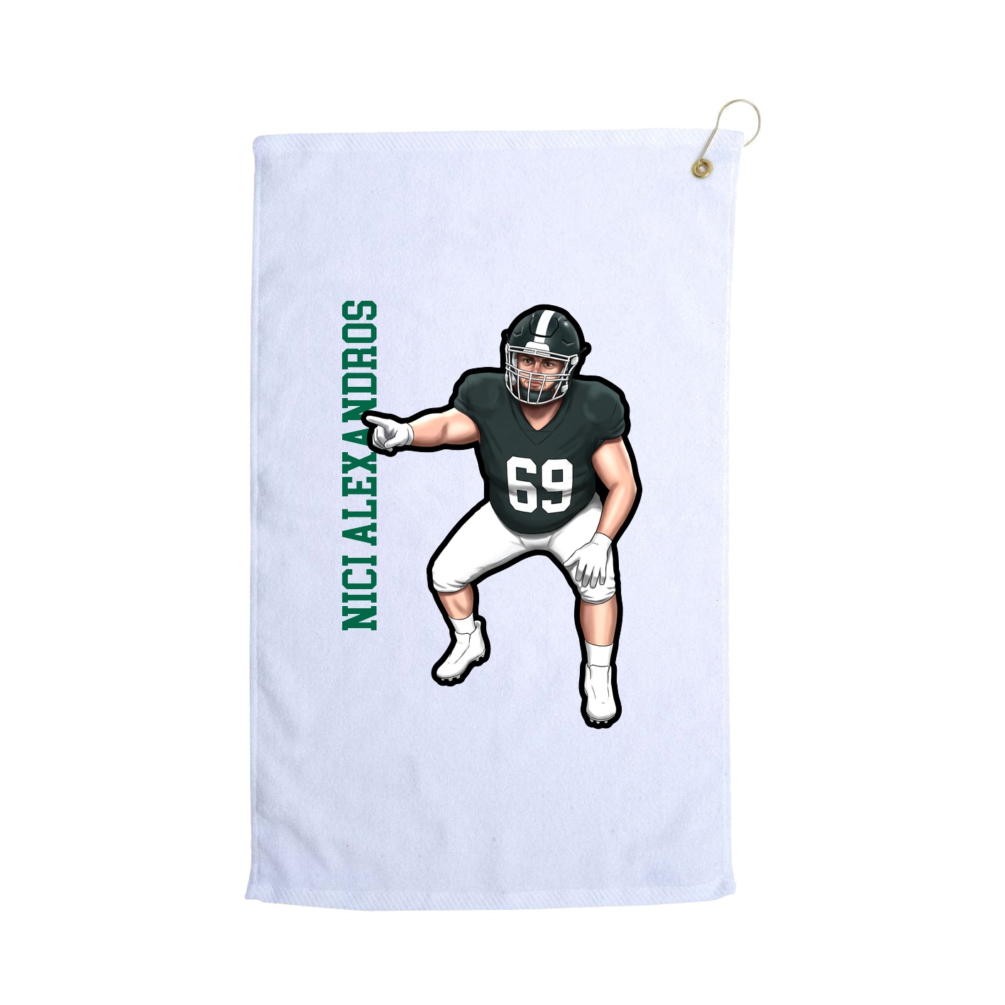Golf Towel — Name Vertical in White