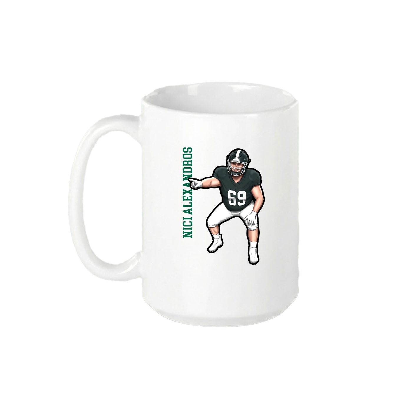 15oz Coffee Mug — Name Vertical in White