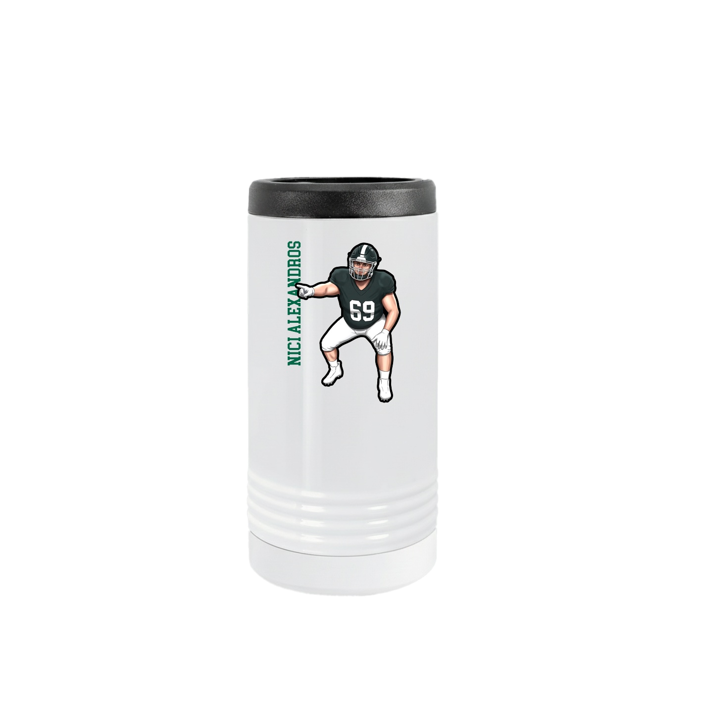 Slim Beverage Holder — Name Vertical in White