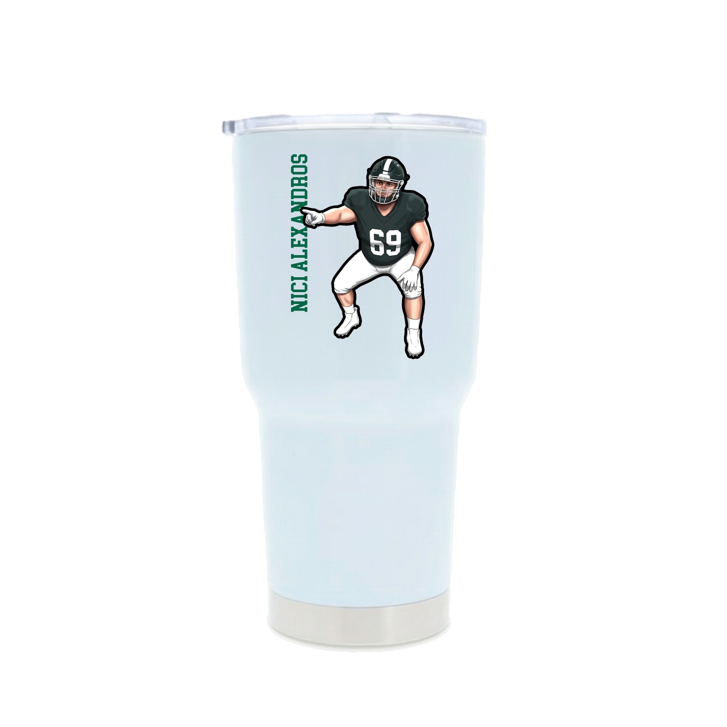 30oz Stainless Steel Tumbler — Name Vertical in White