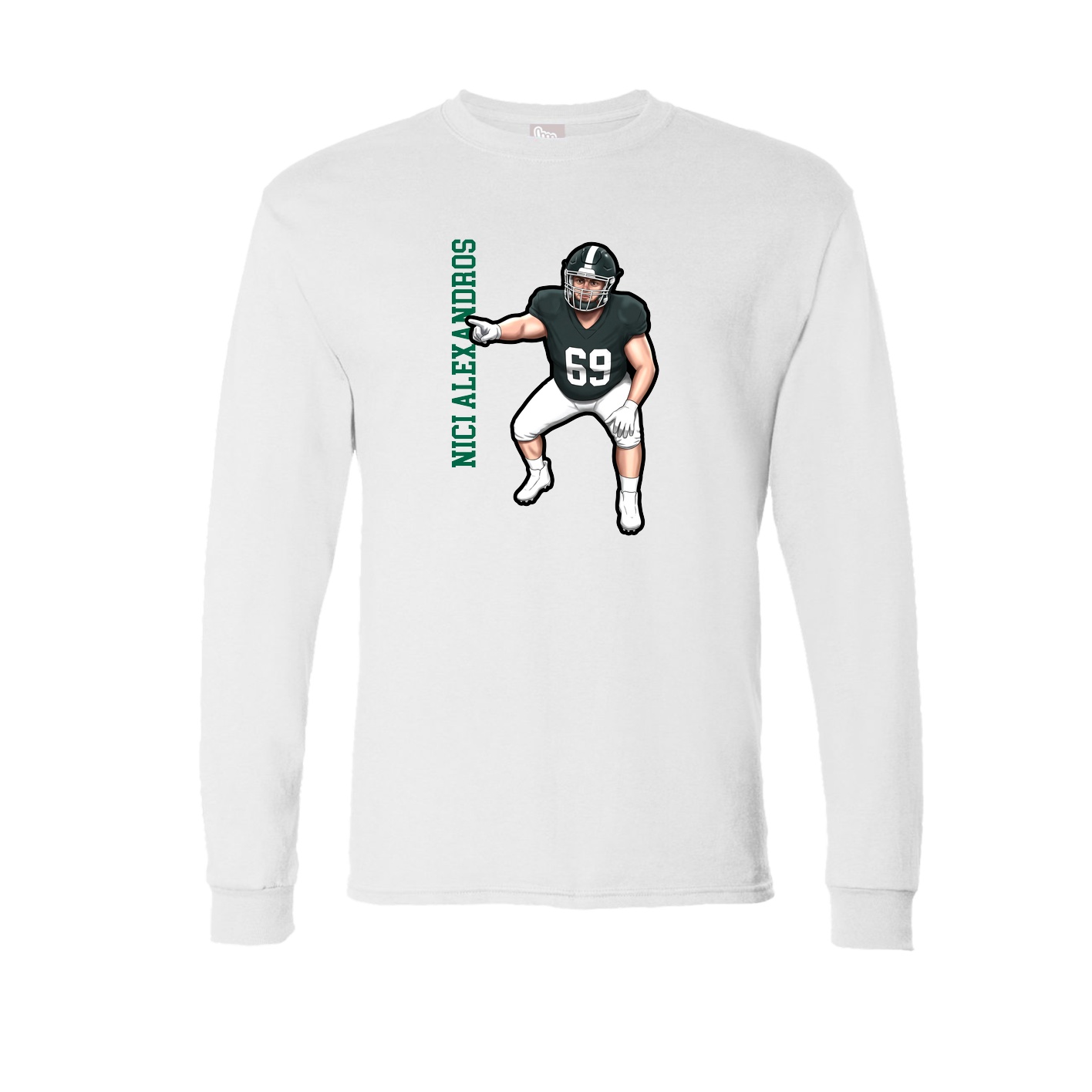 Long Sleeve Tee — Name Vertical in White