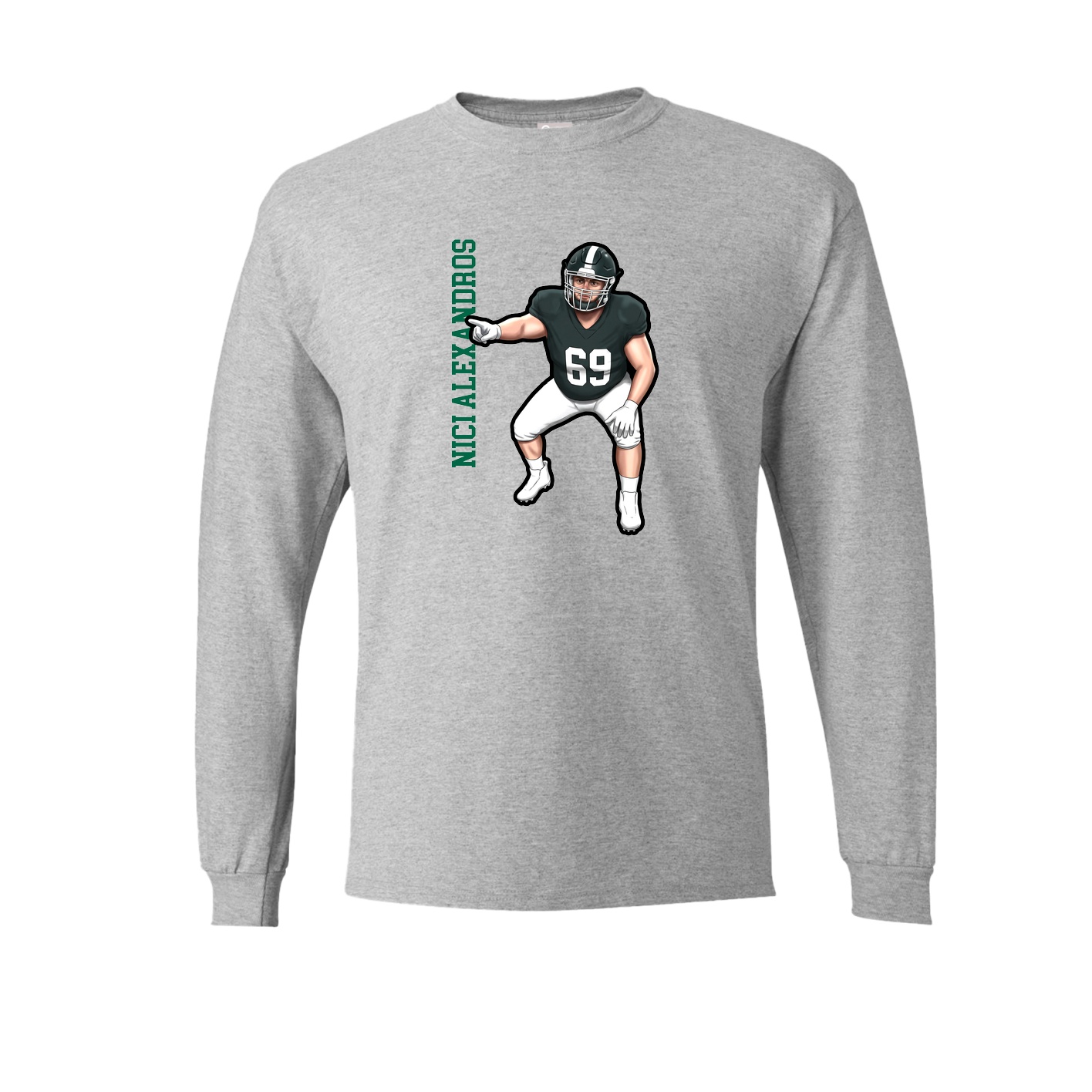 Long Sleeve Tee — Name Vertical in Grey
