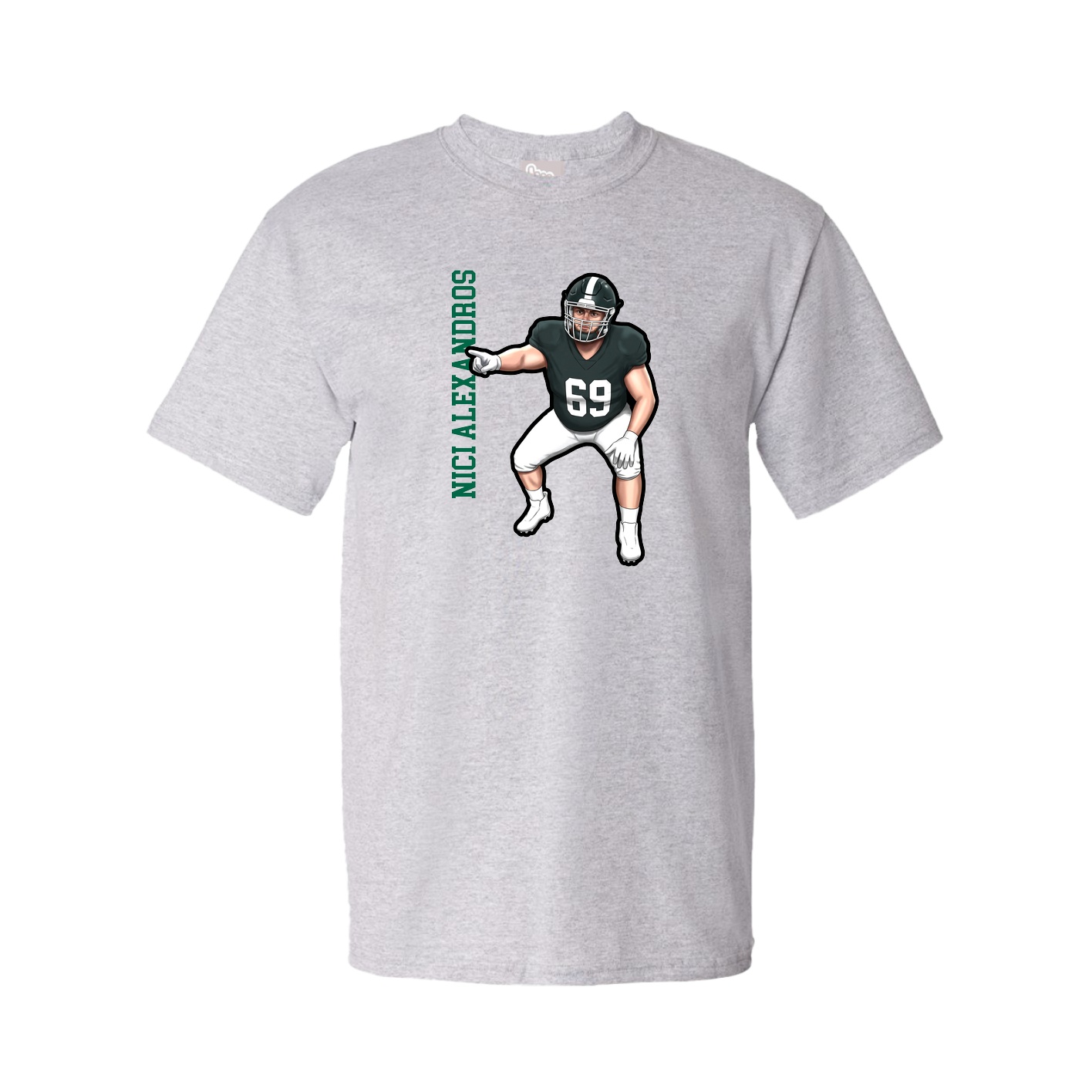 Youth Tee — Name Vertical in Grey