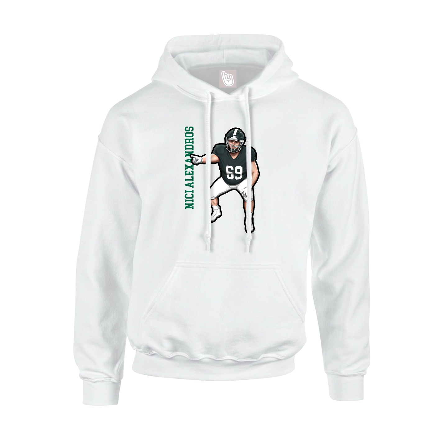 Youth Hoodie — Name Vertical in White
