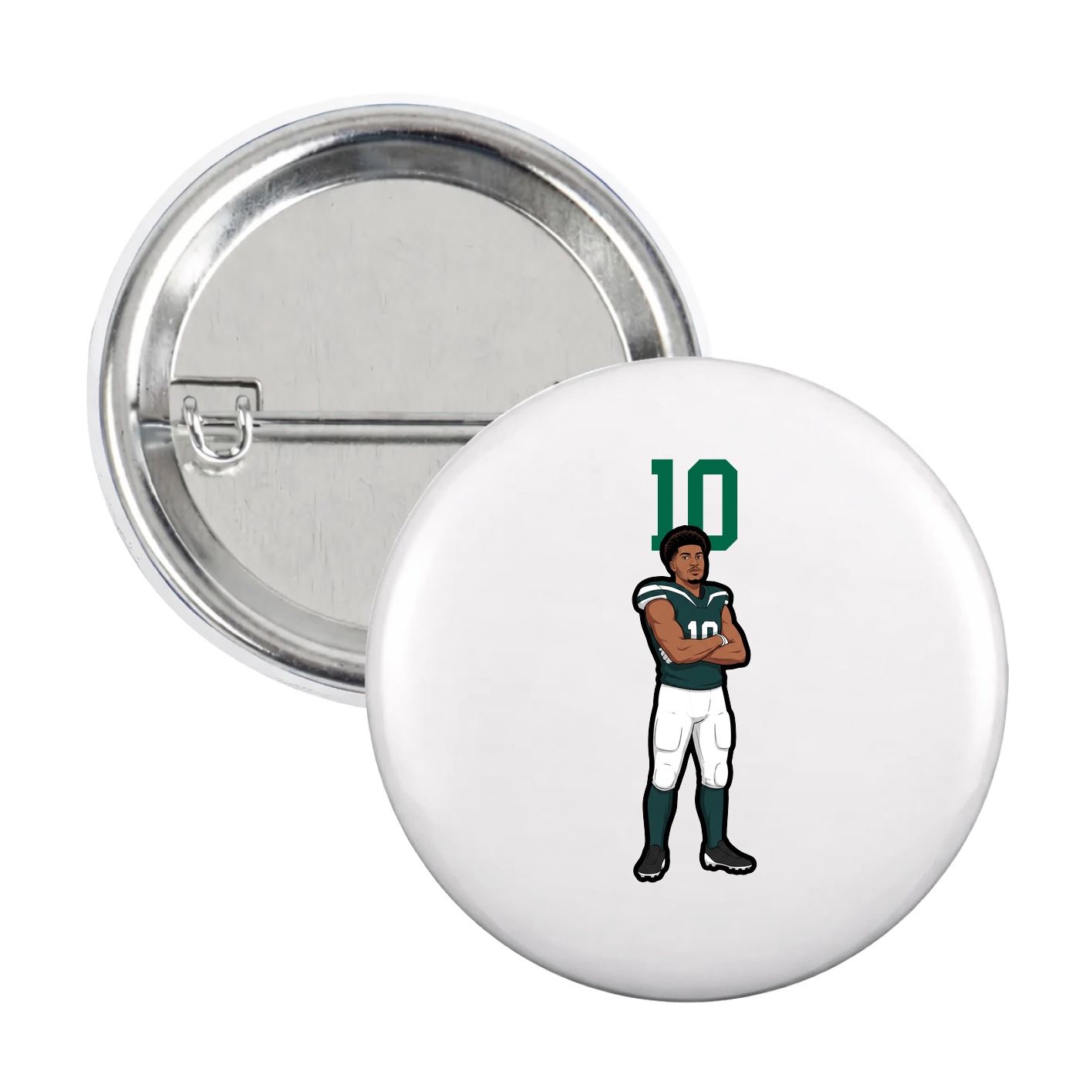 Game Day Button — Number Top in White