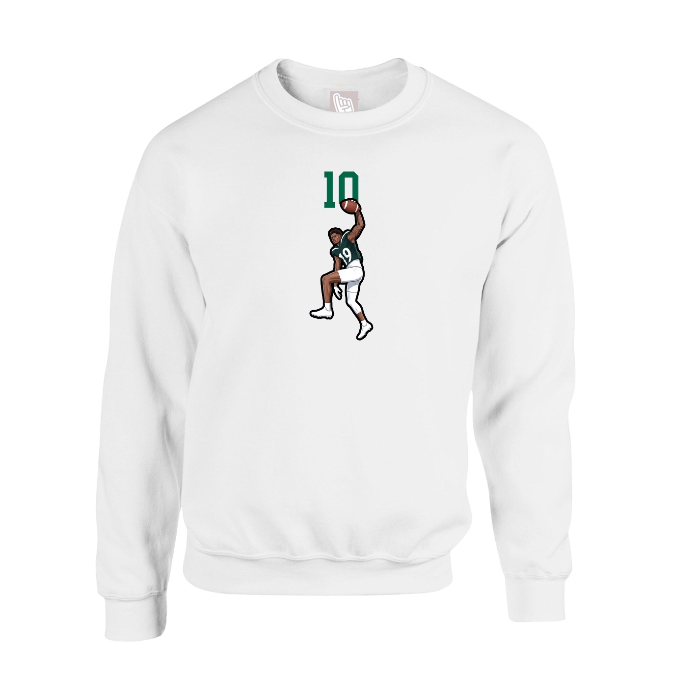 Fleece Crew — Number Top in White