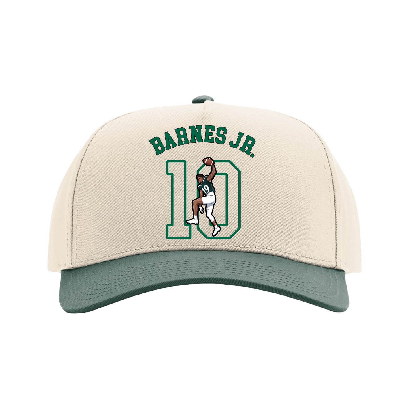 Full Fabric Five-Panel Champ Cap — Shirsey Arch in Cream/Green