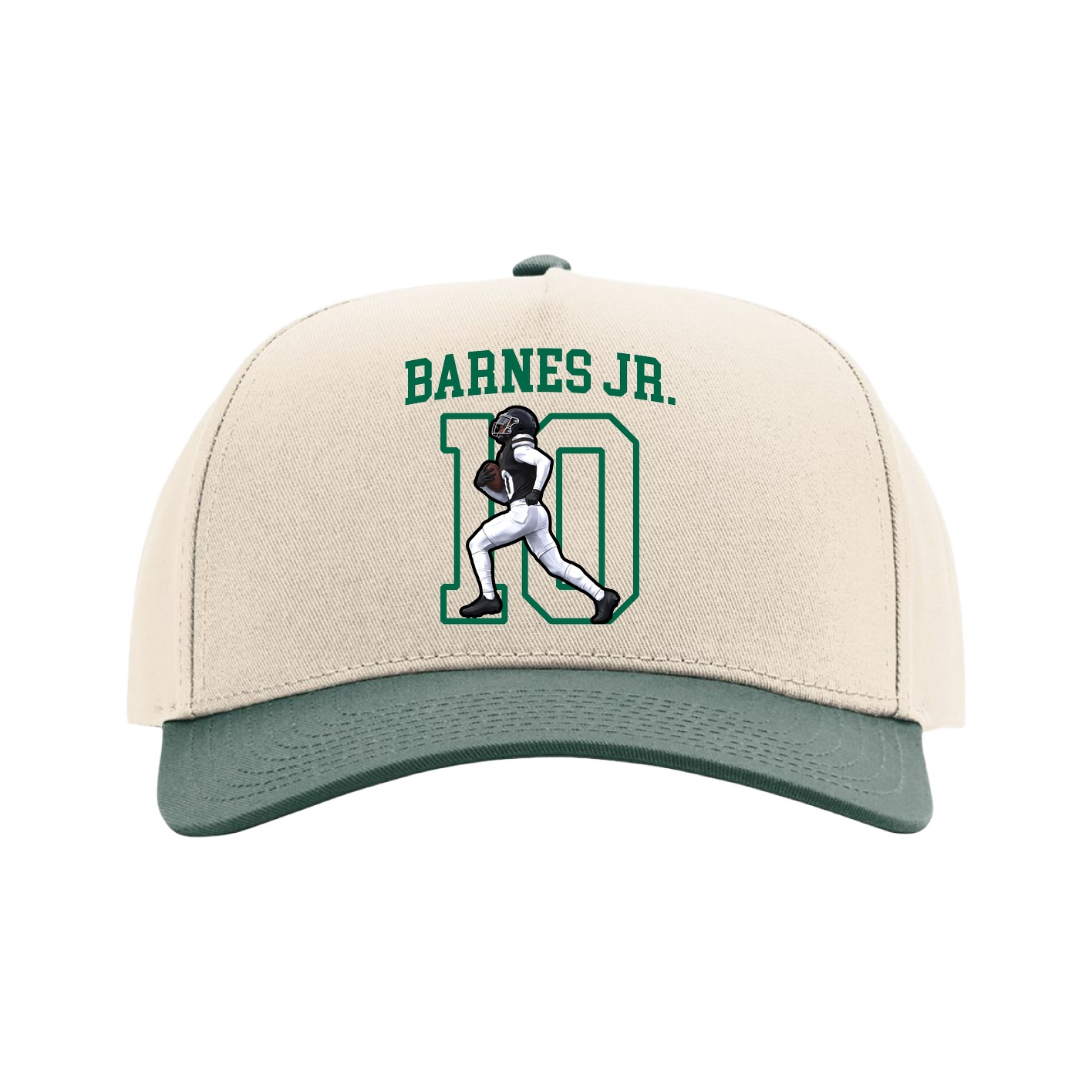 Full Fabric Five-Panel Champ Cap — Shirsey in Cream/Green