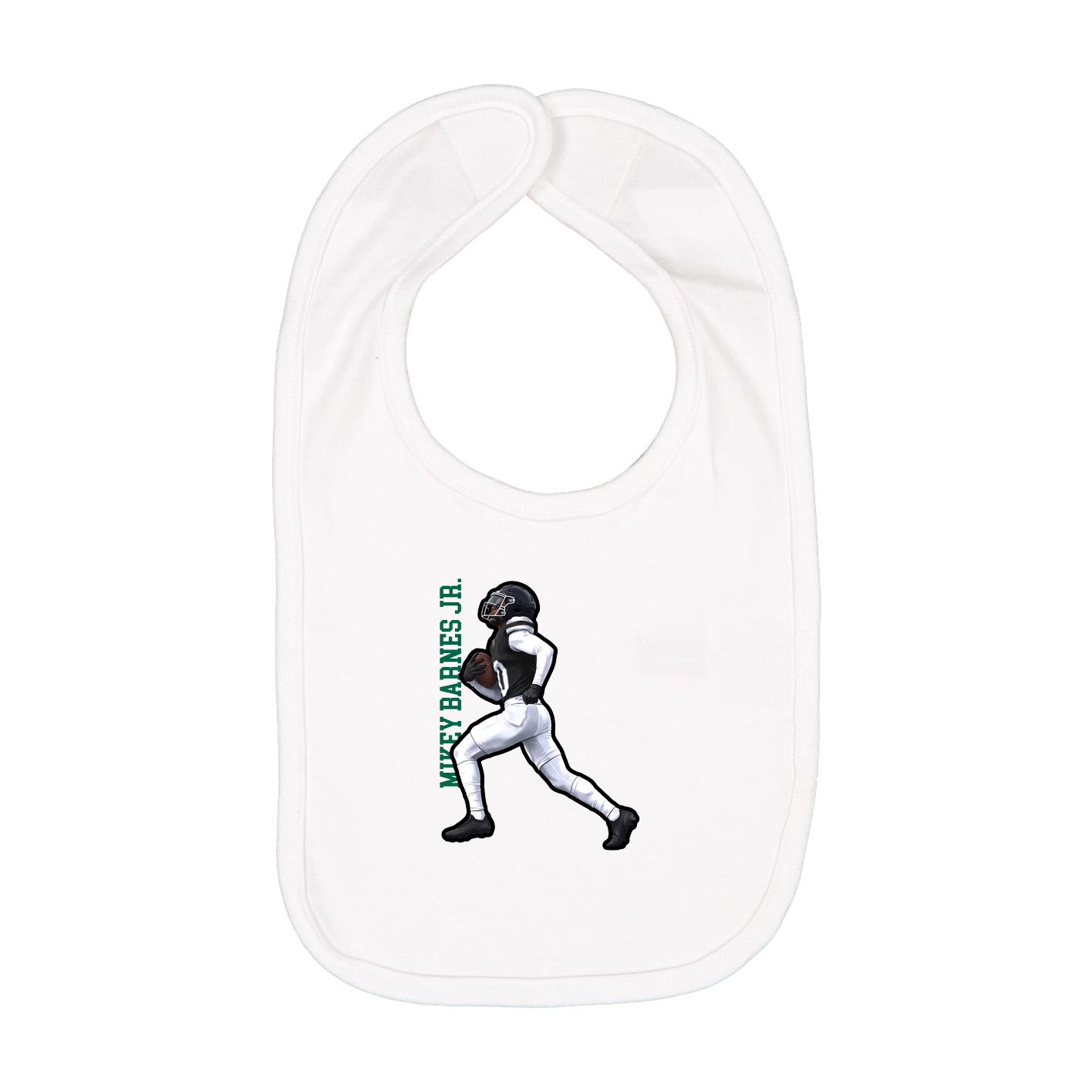 Infant Bib — Name Vertical in White