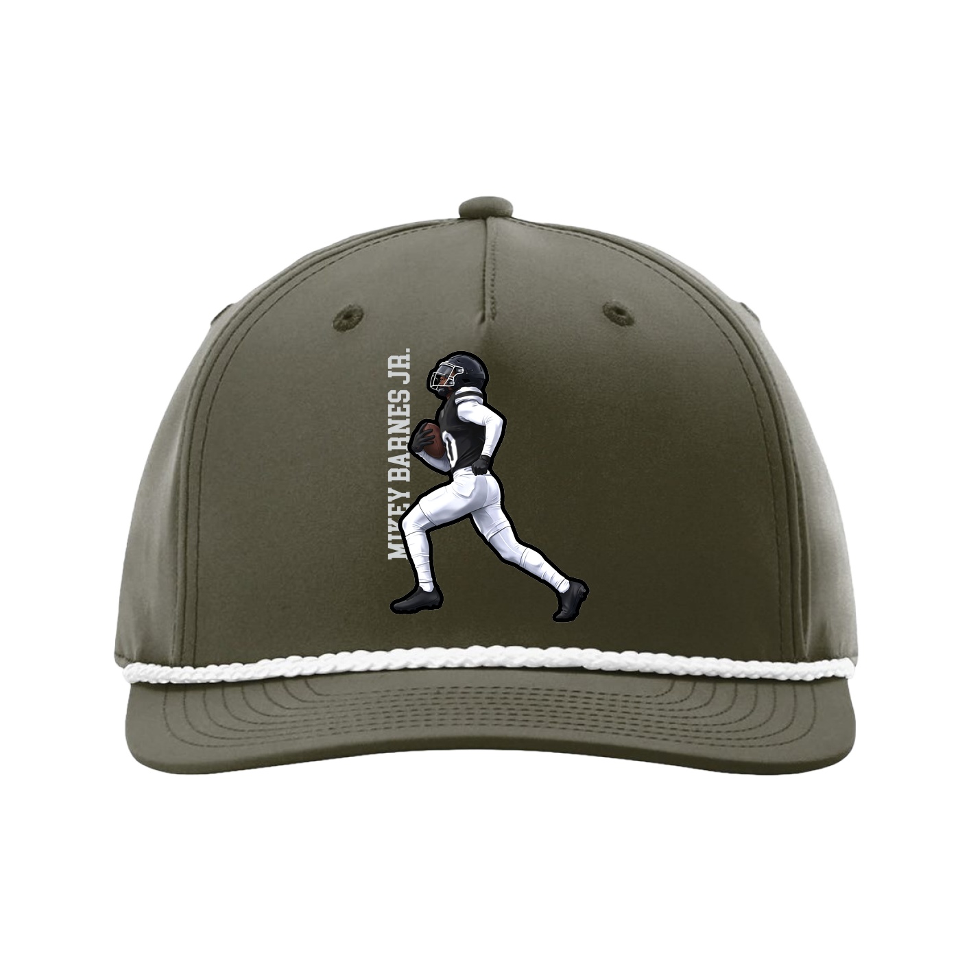 Five-Panel Classic Rope Cap — Name Vertical in Green