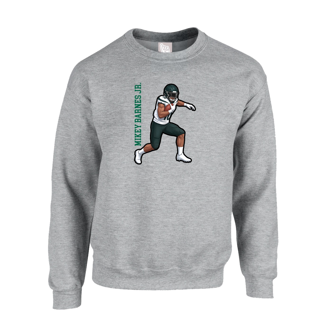 Fleece Crew — Name Vertical in Grey