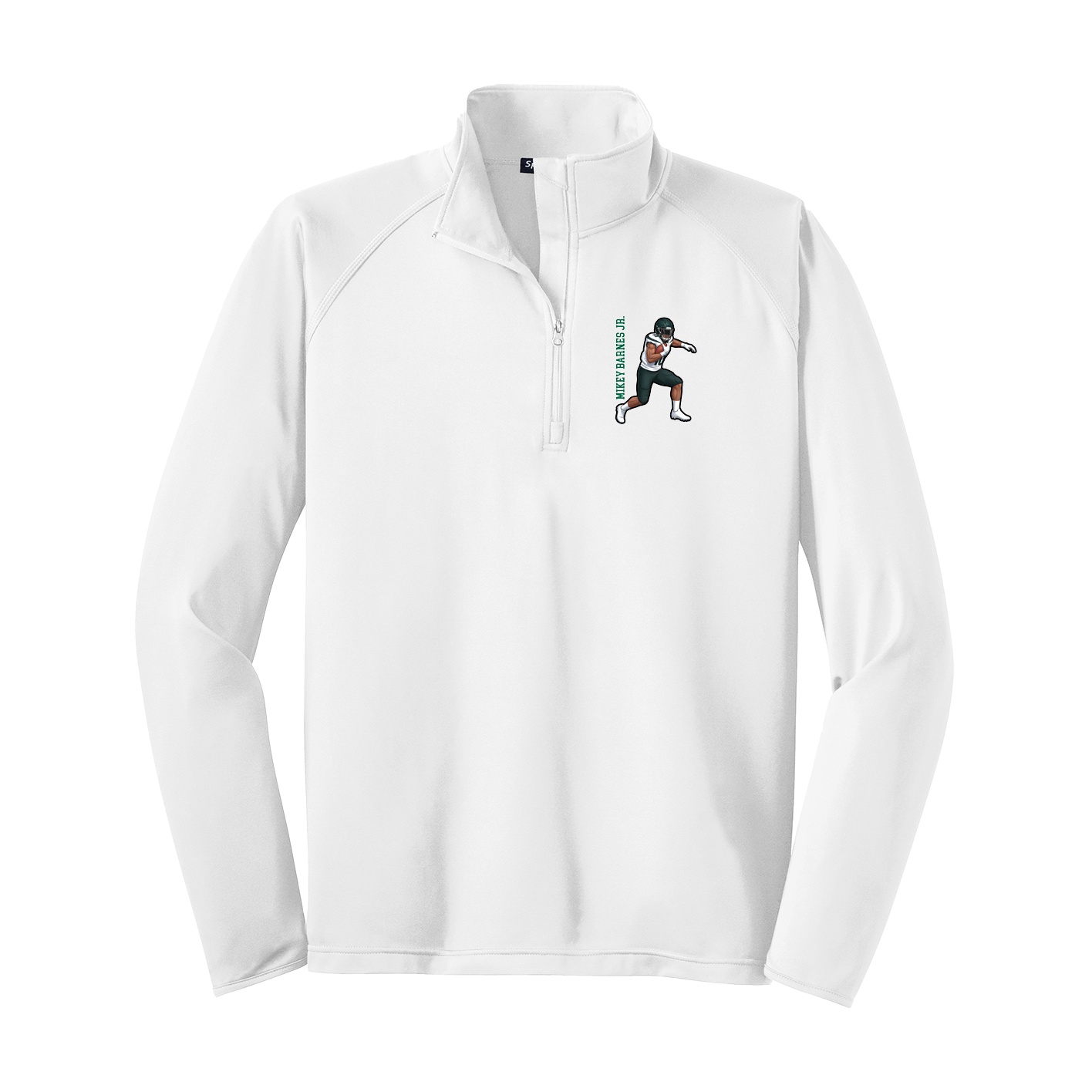 Q-Zip Pullover — Name Vertical in White