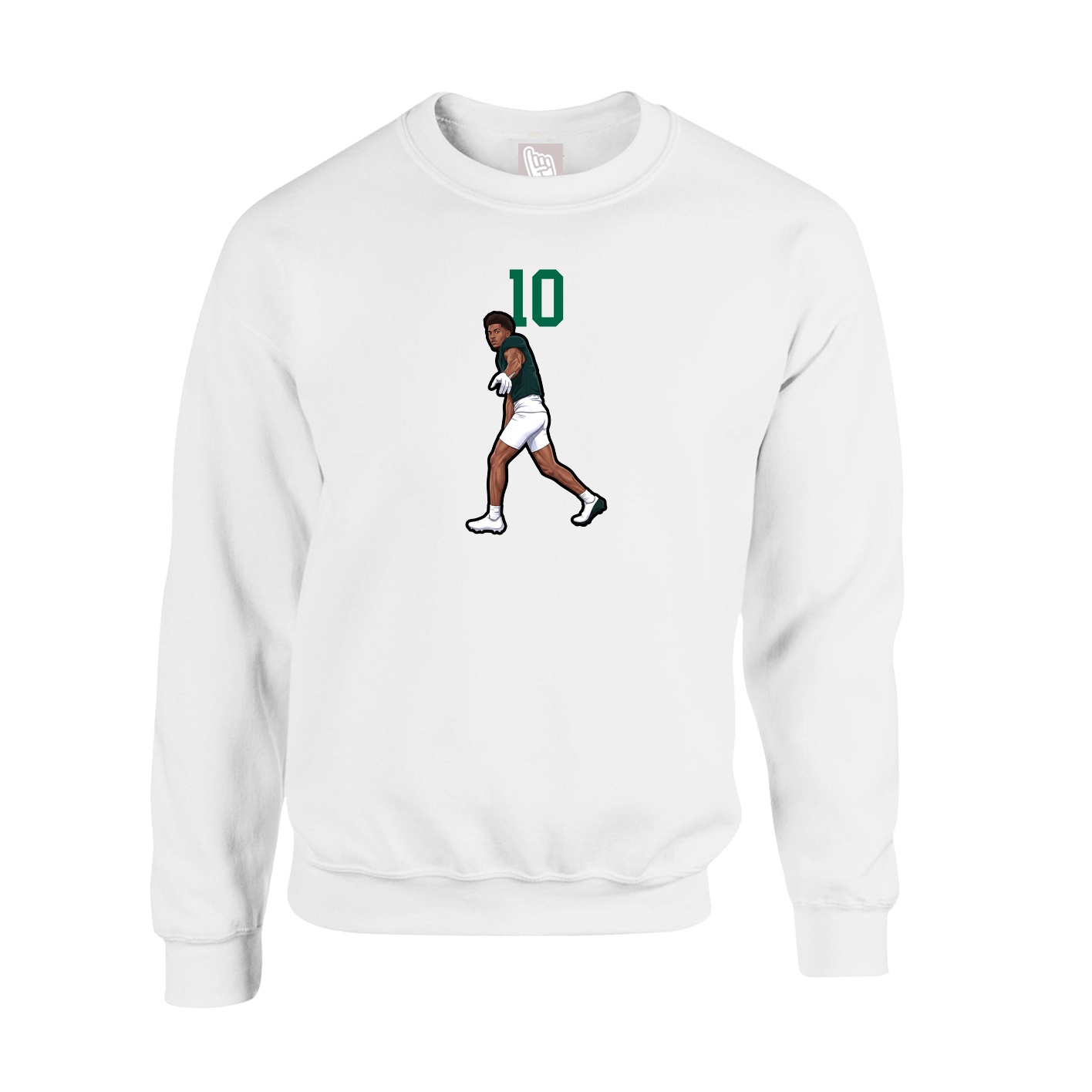 Fleece Crew — Number Top in White