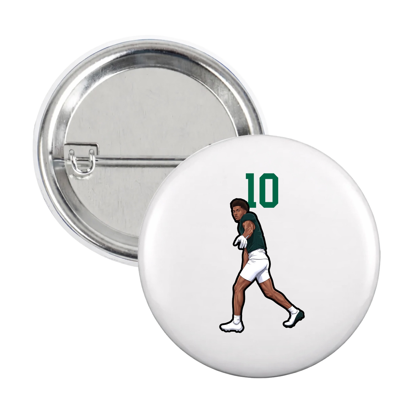 Game Day Button — Number Top in White