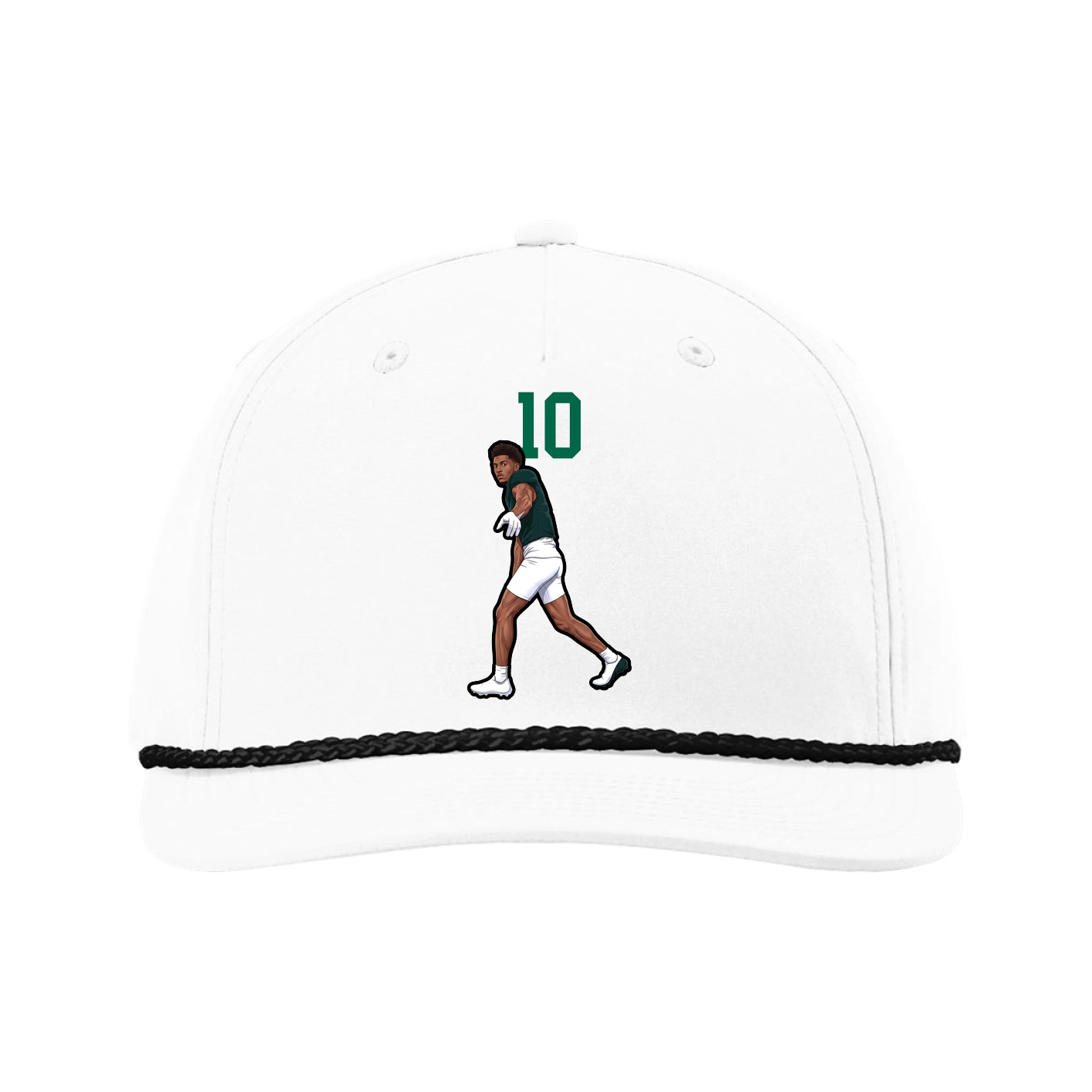 Five-Panel Classic Rope Cap — Number Top in White
