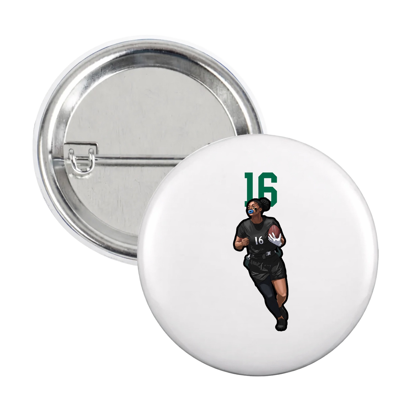 Game Day Button — Number Top in White