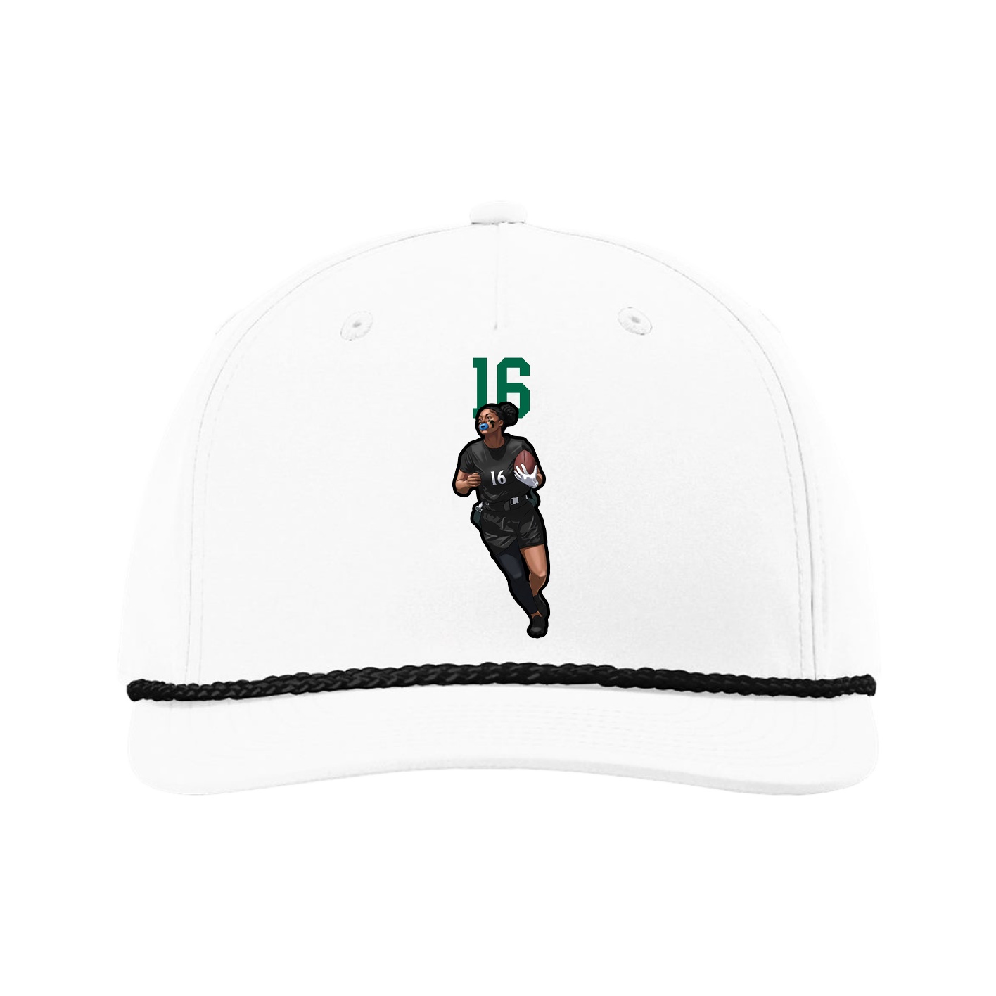 Five-Panel Classic Rope Cap — Number Top in White
