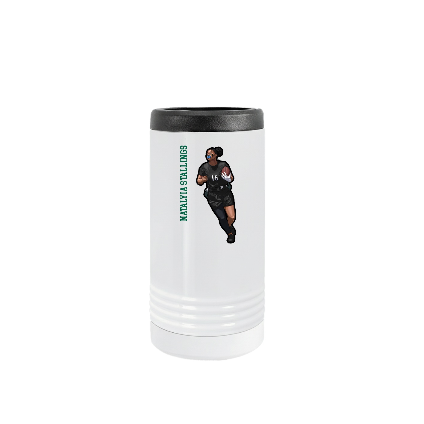 Slim Beverage Holder — Name Vertical in White