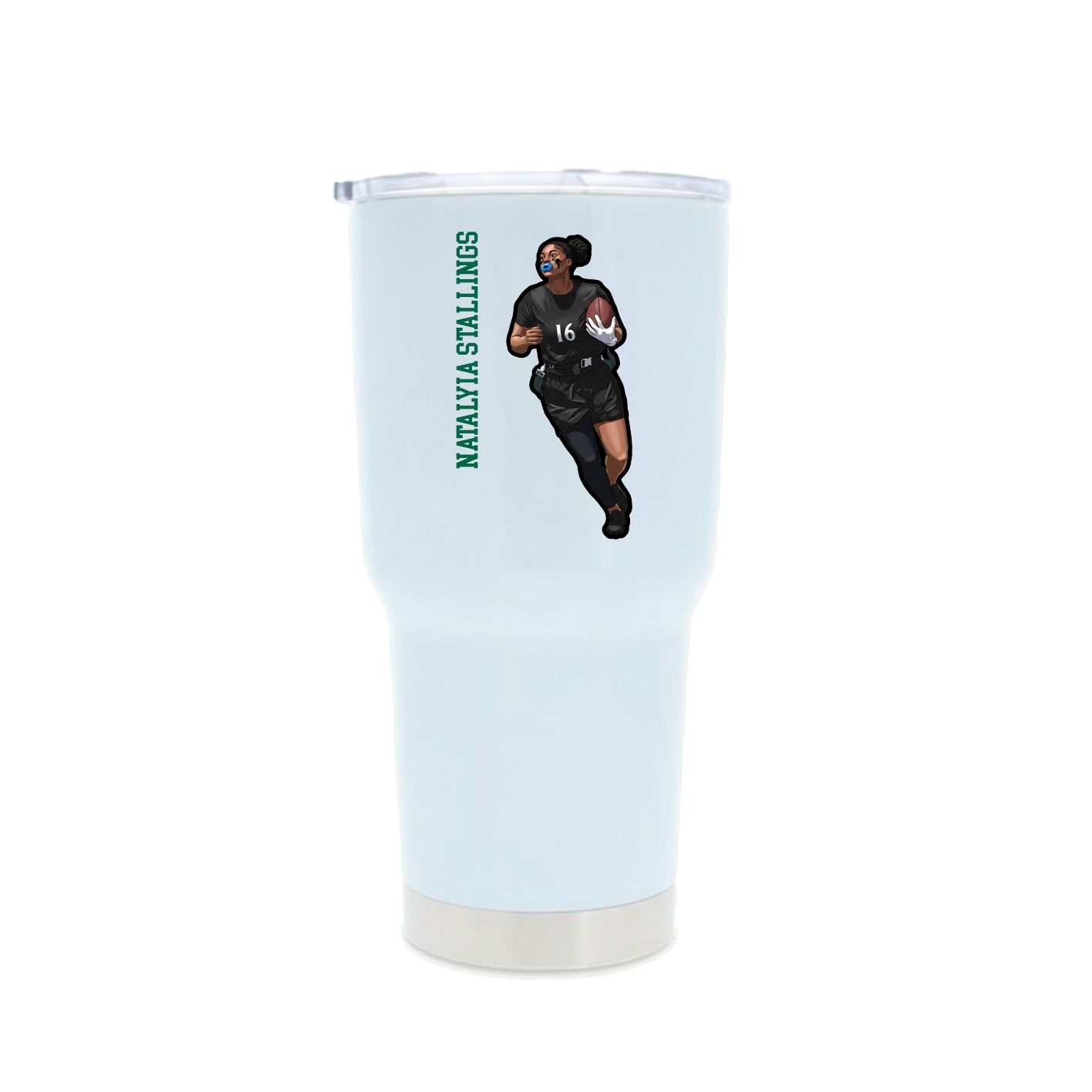 30oz Stainless Steel Tumbler — Name Vertical in White