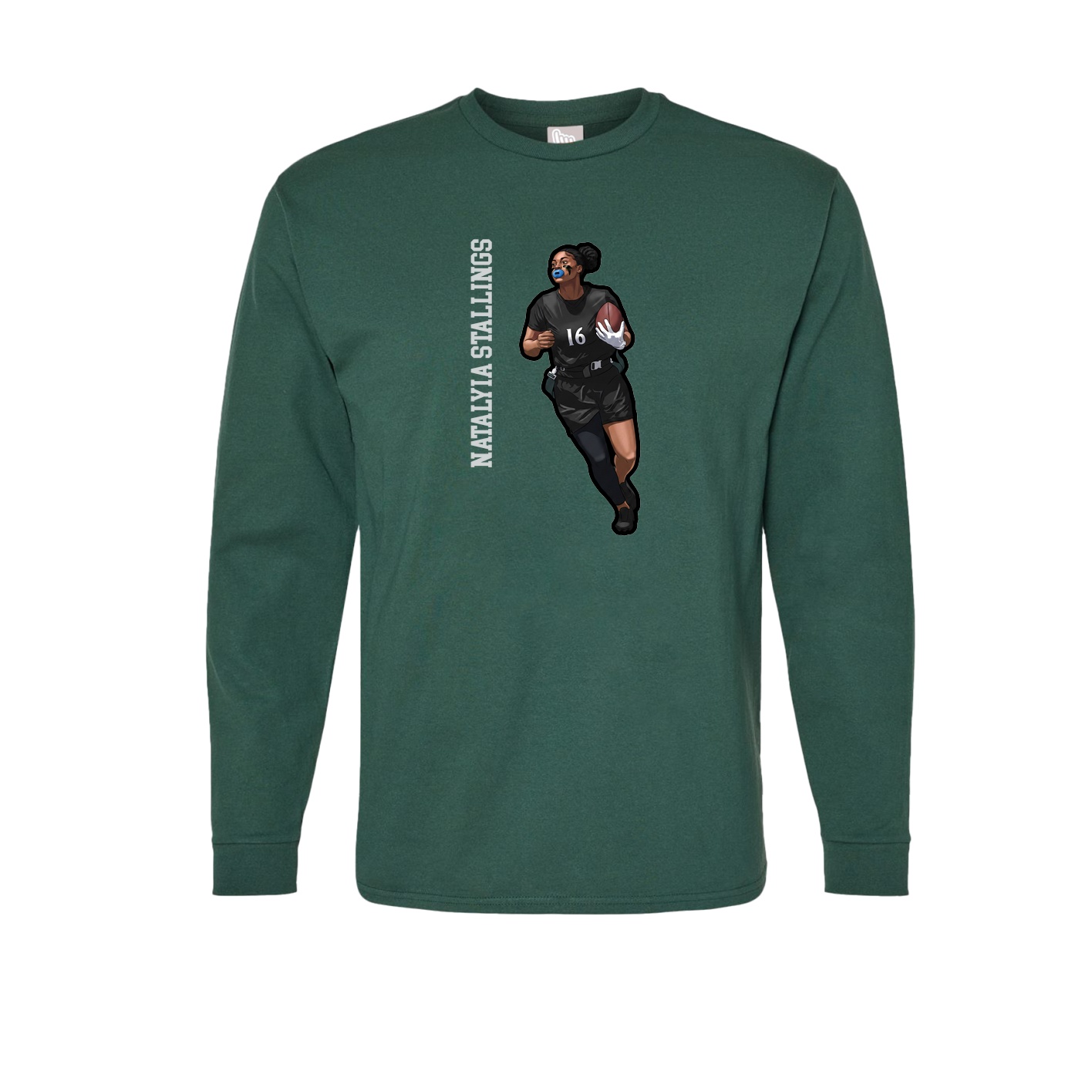 Long Sleeve Tee — Name Vertical in Green