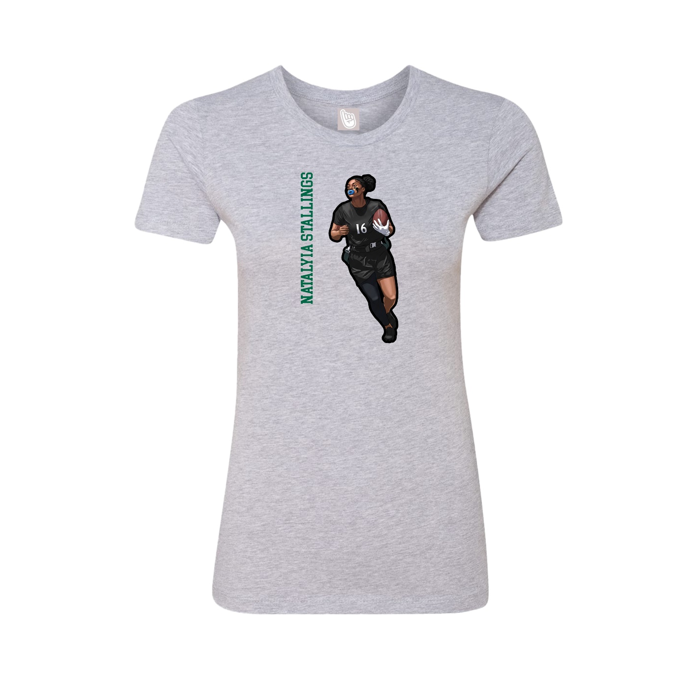 Fitted Women's Tee — Name Vertical in Grey