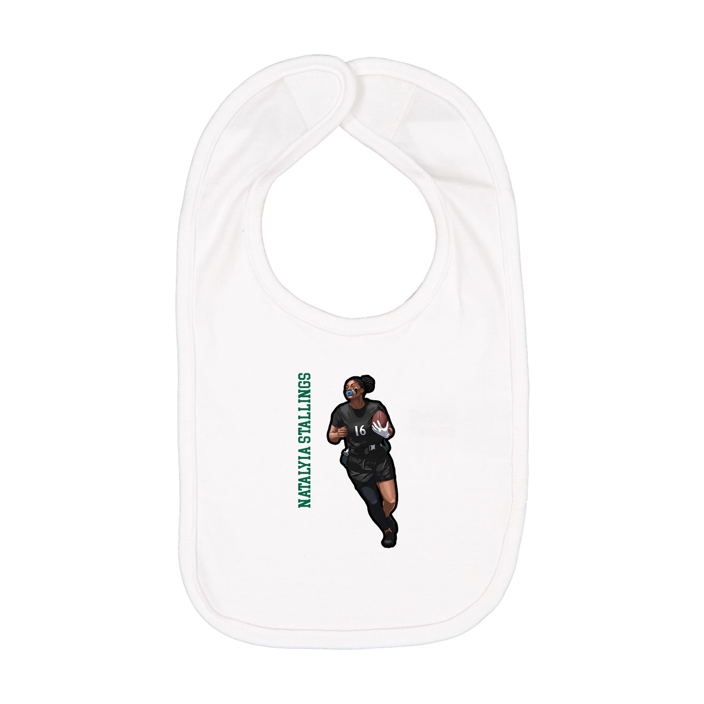 Infant Bib — Name Vertical in White