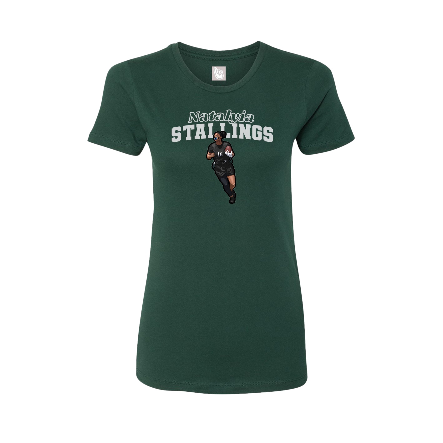 Fitted Women's Tee — Name Arch in Green