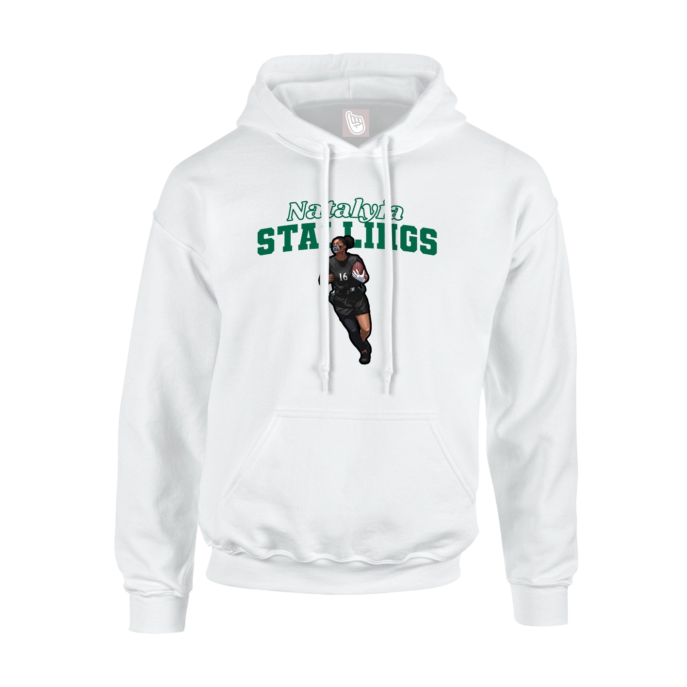 Youth Hoodie — Name Arch in White