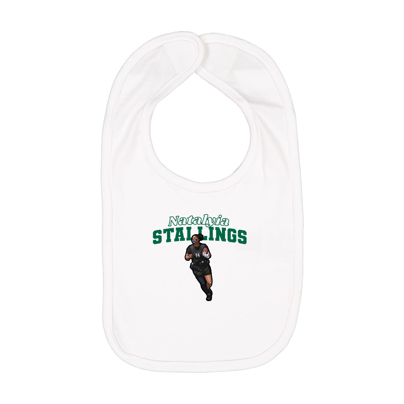 Infant Bib — Name Arch in White