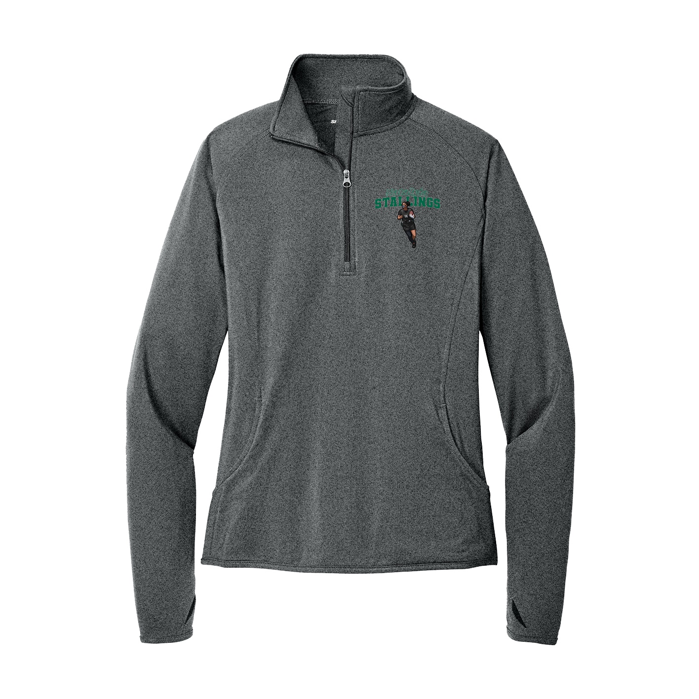 Women's Q-Zip Pullover — Name Arch in Grey