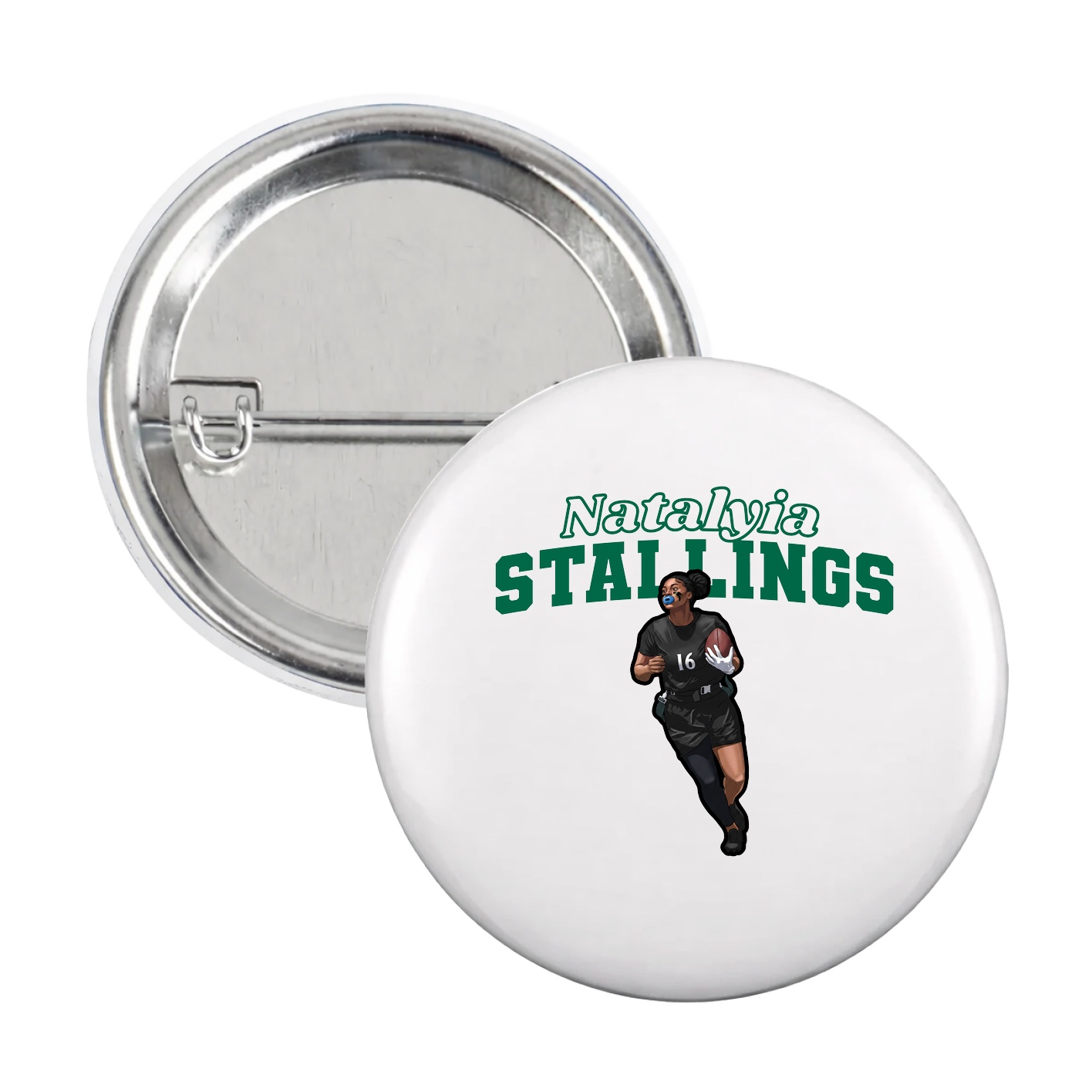 Game Day Button — Name Arch in White