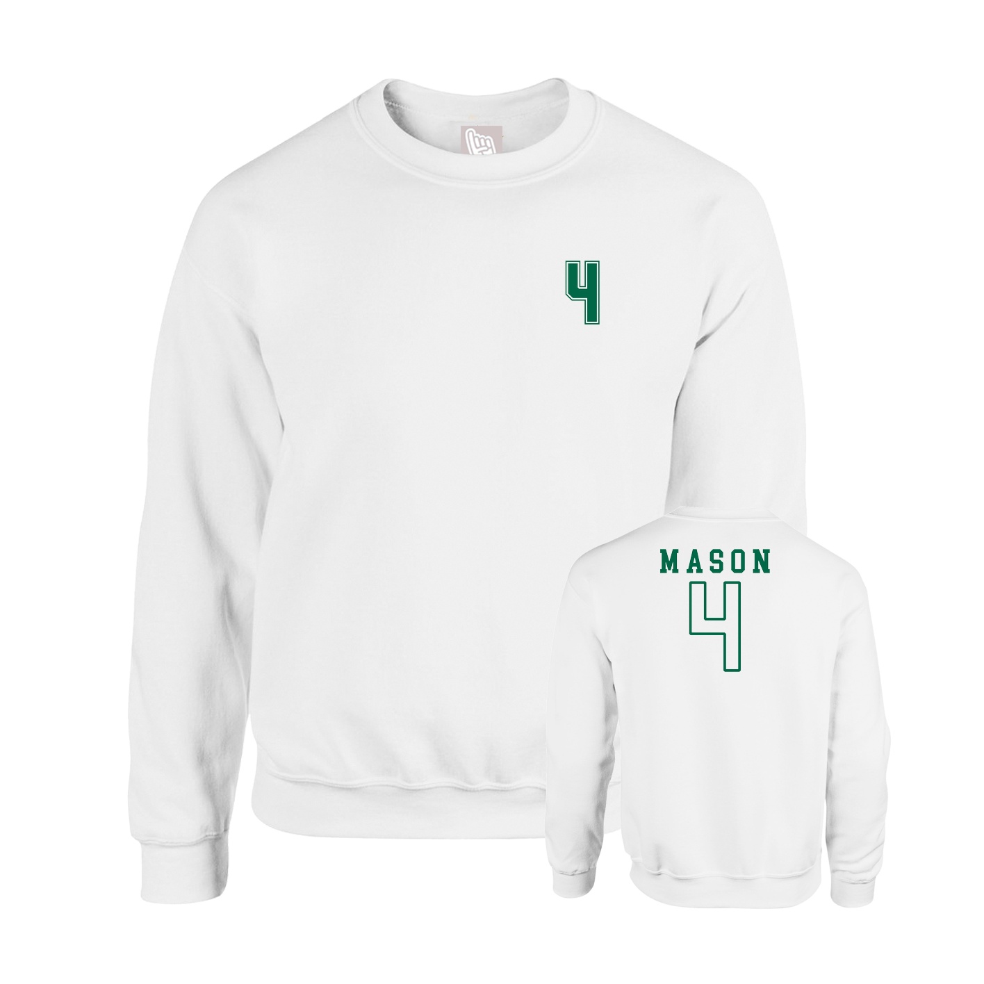 Fleece Crew — Chest Back in White