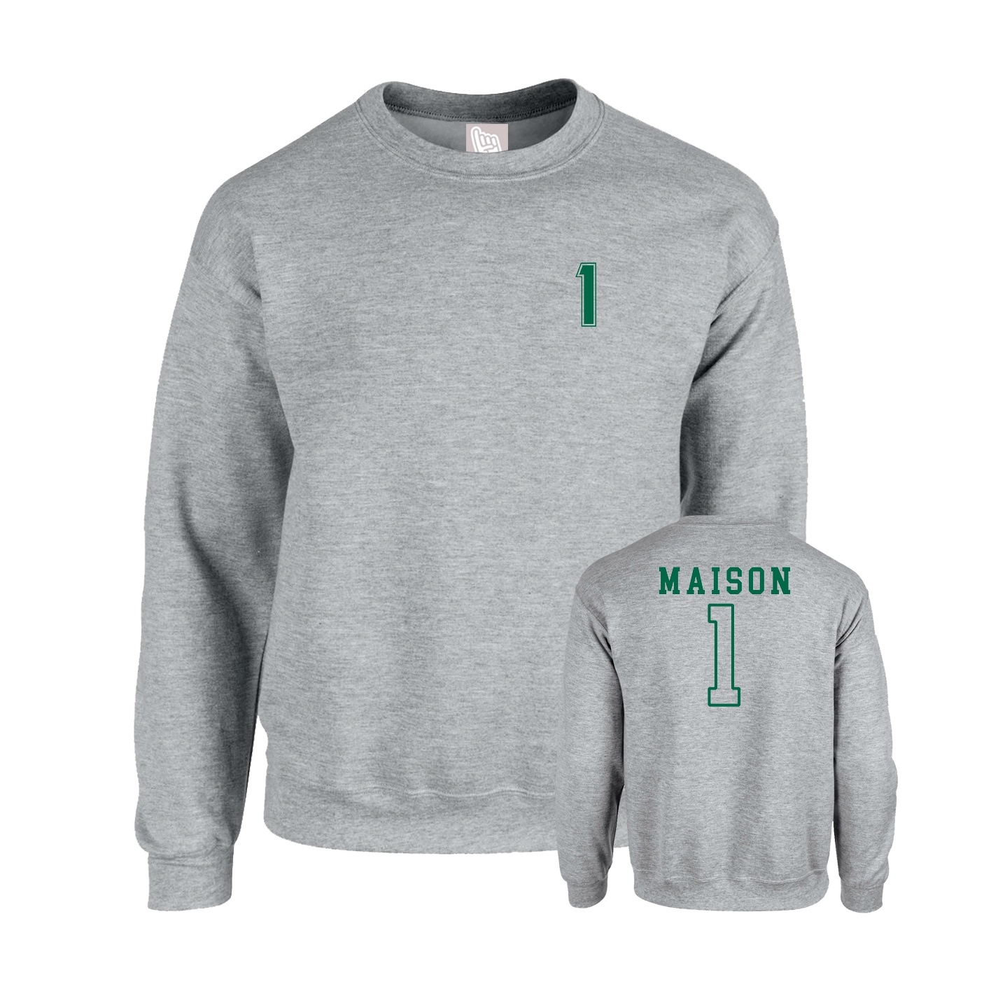 Fleece Crew — Chest Back in Grey