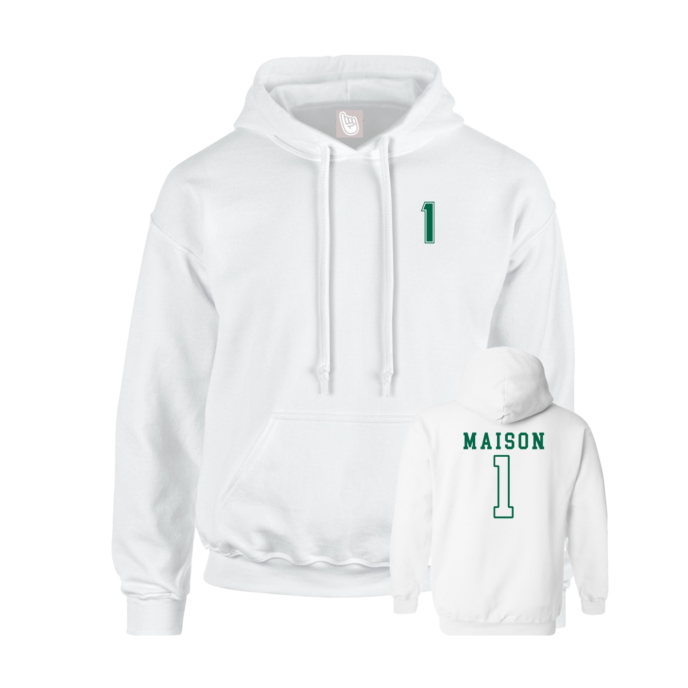 Youth Hoodie — Chest Back in White