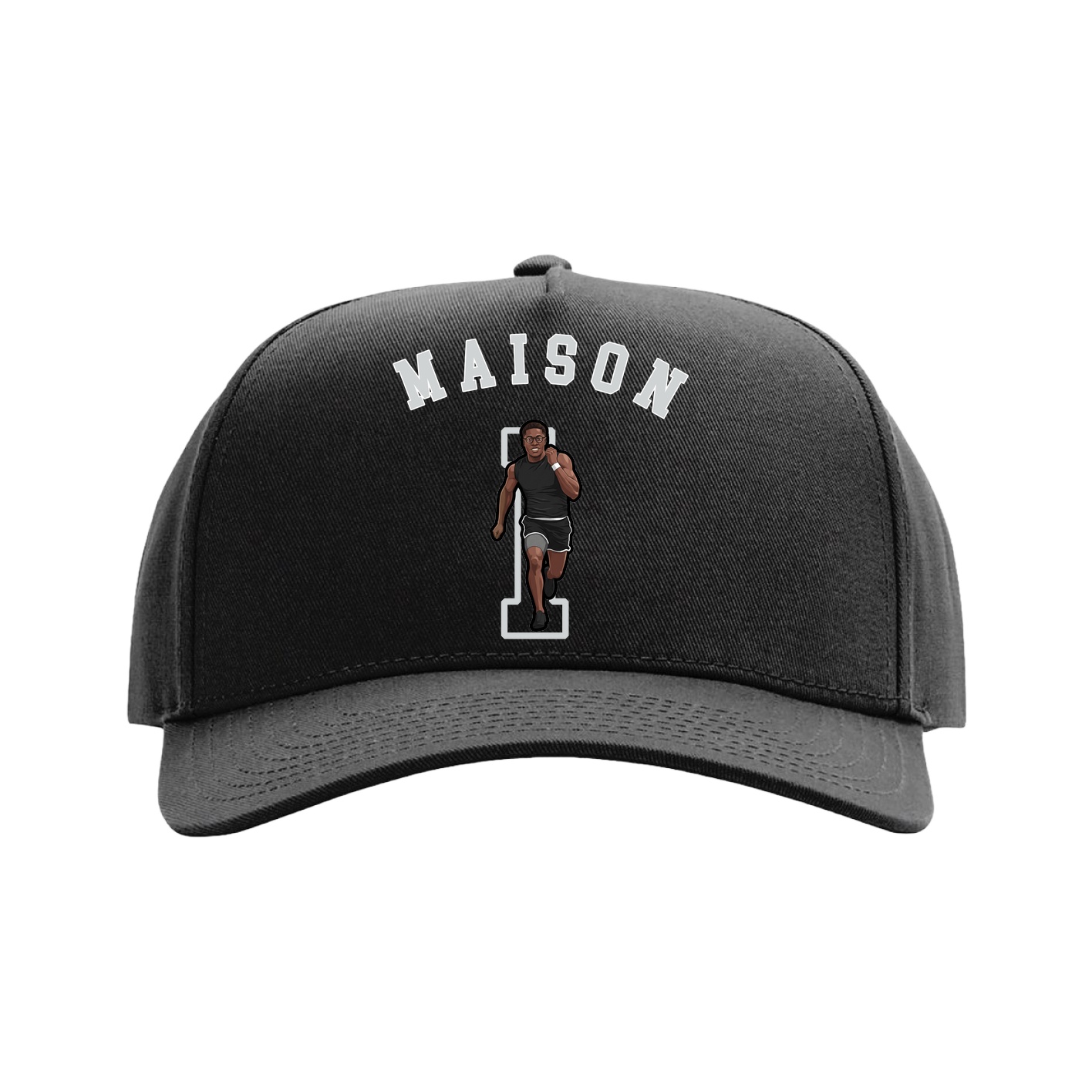 Full Fabric Five-Panel Champ Cap — Shirsey Arch in Black