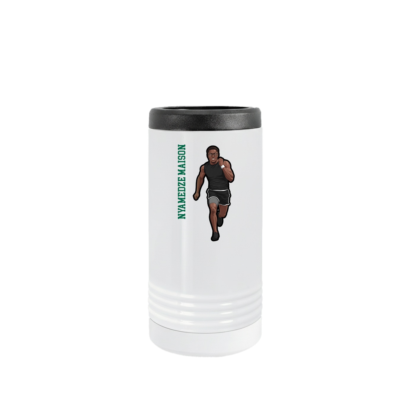 Slim Beverage Holder — Name Vertical in White