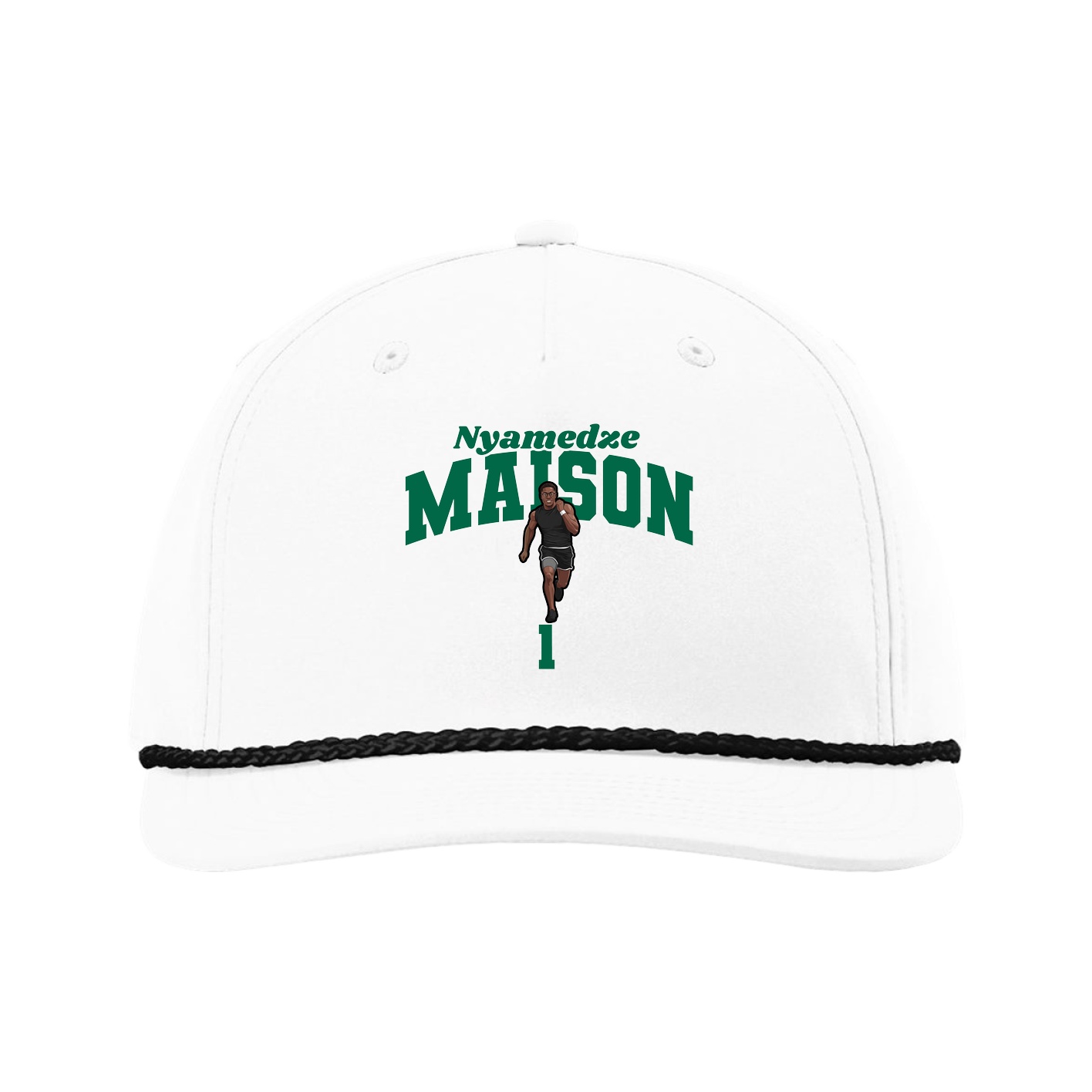 Five-Panel Classic Rope Cap — Signature Arch in White