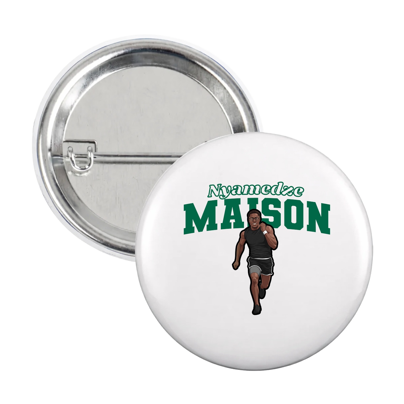 Game Day Button — Name Arch in White