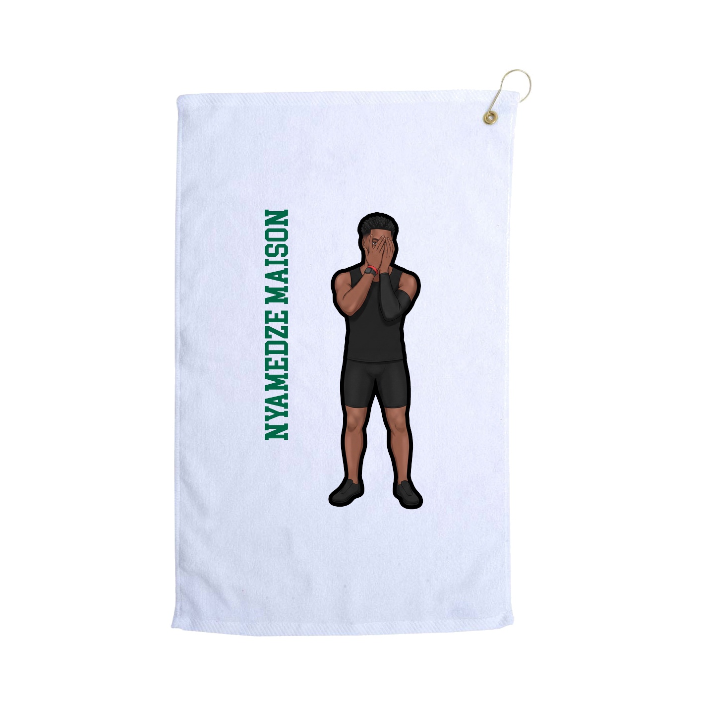 Golf Towel — Name Vertical in White